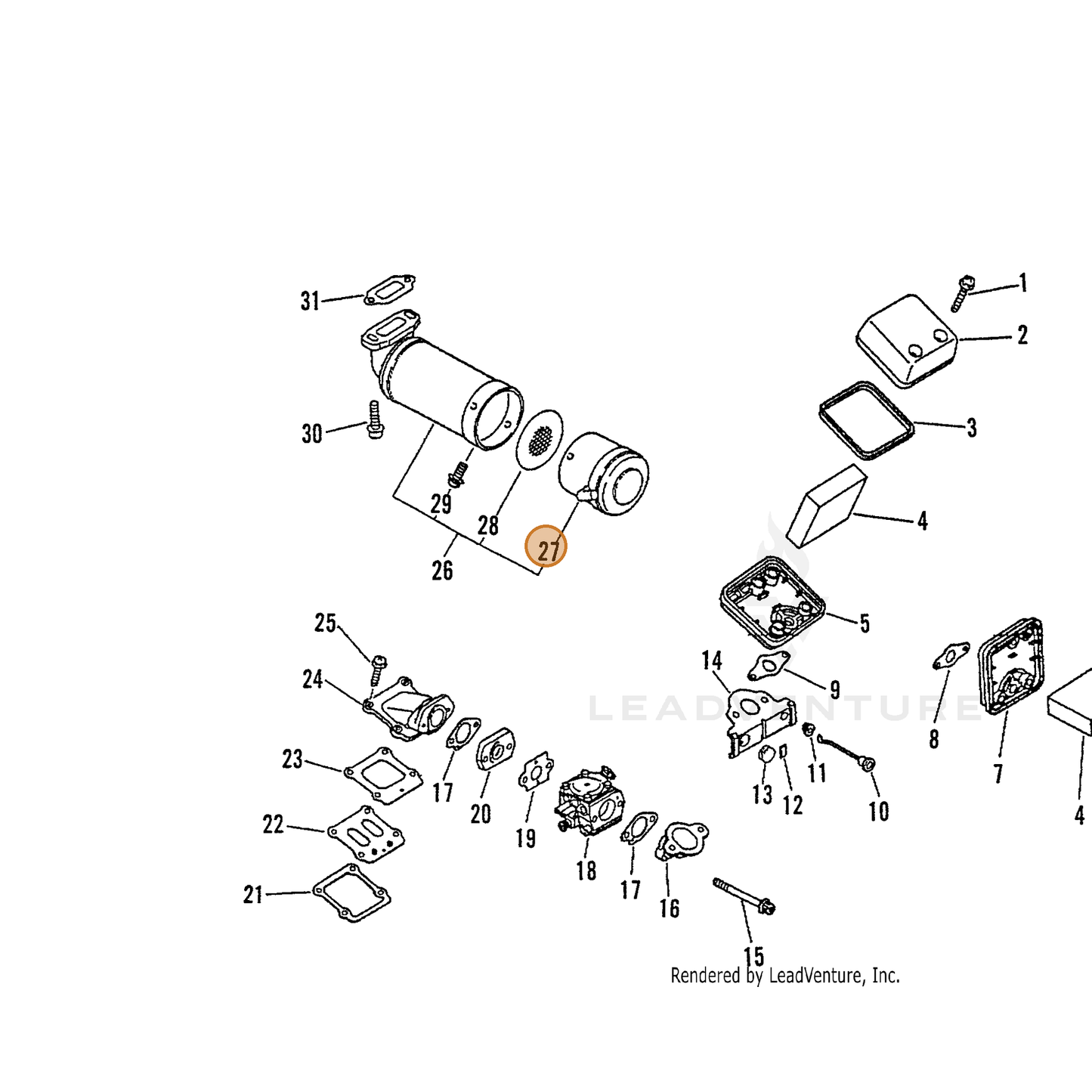 ECHO part 14586111960 — IPL diagram snippet (6x zoom, amber highlight)