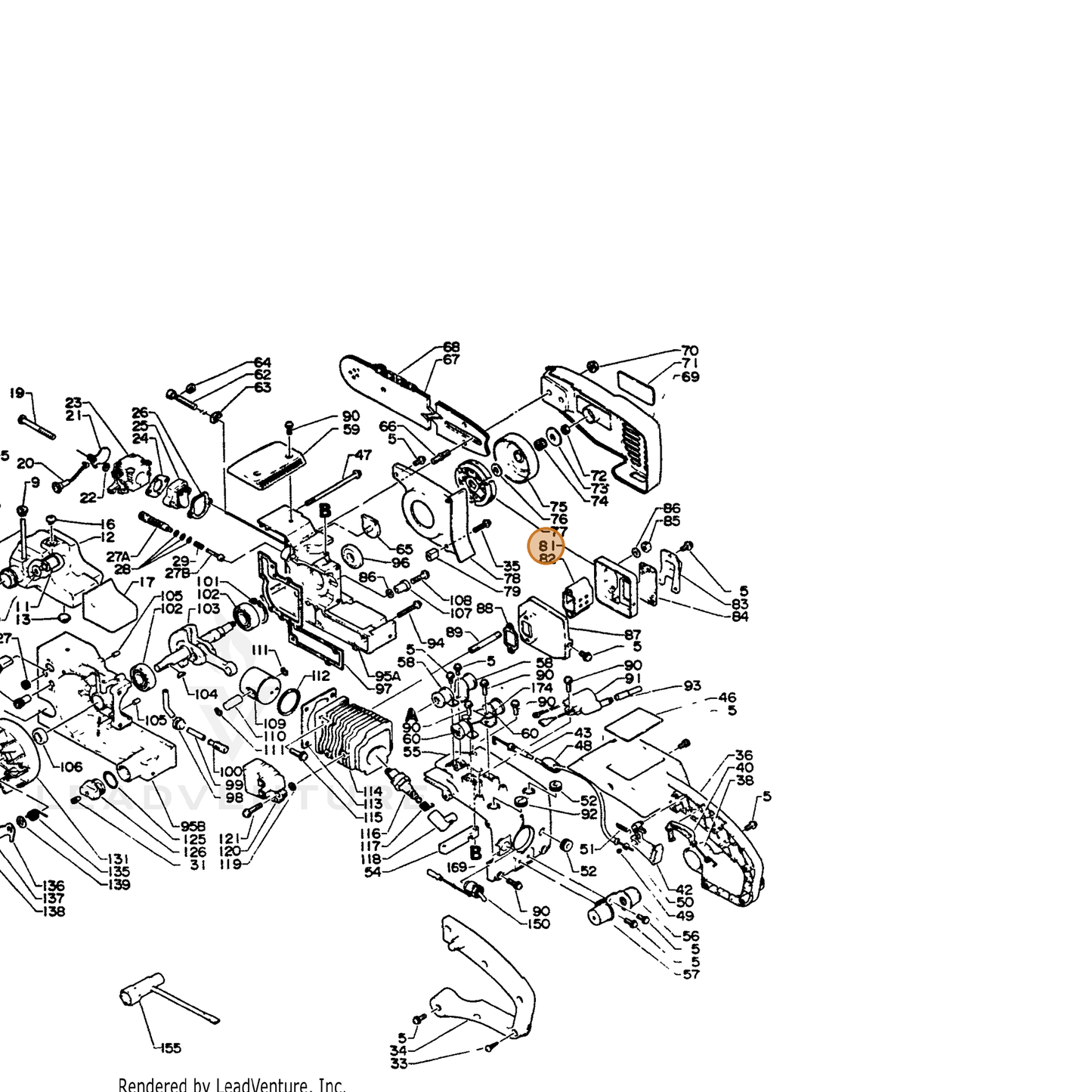 ECHO part 14586115030 — IPL diagram snippet (6x zoom, amber highlight)