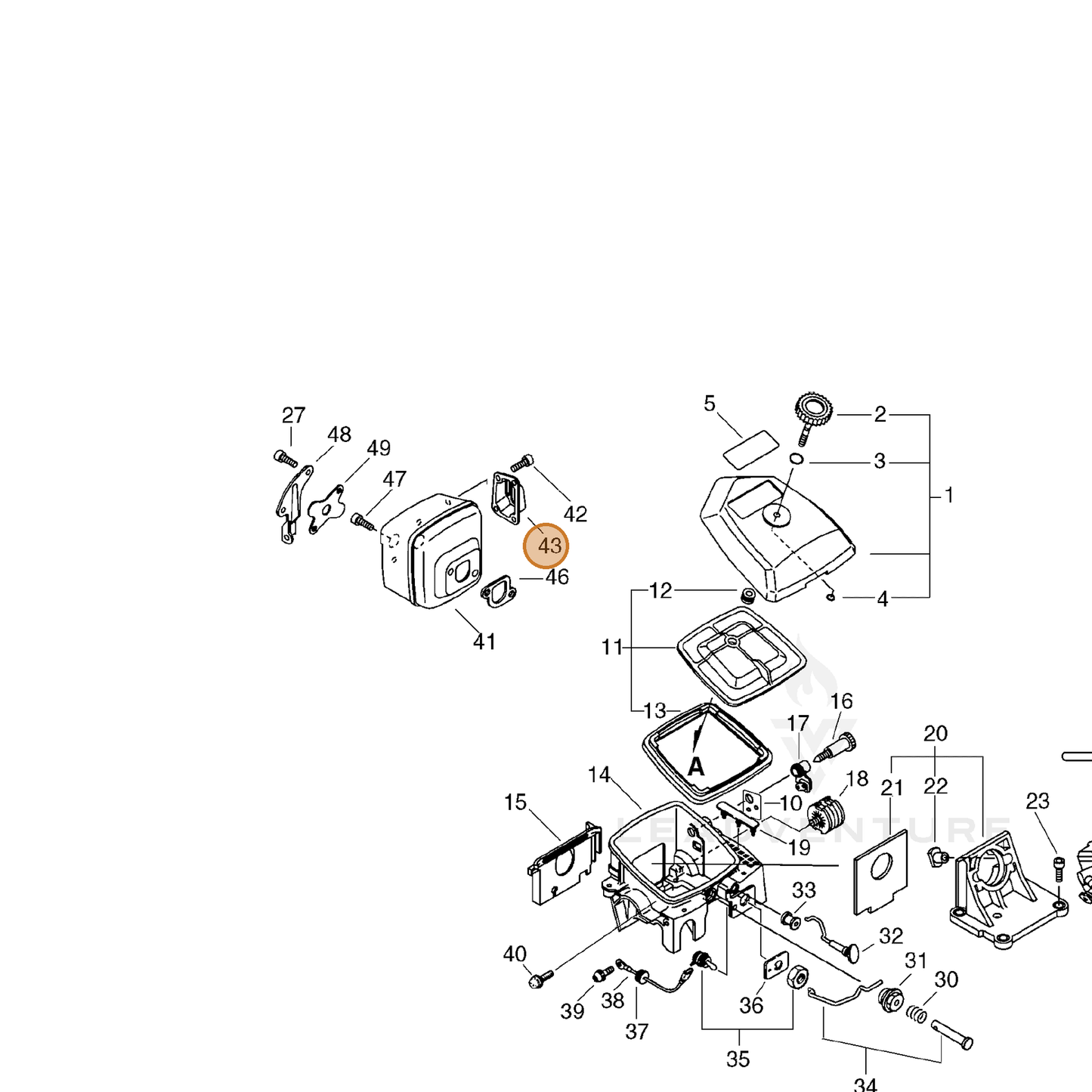 ECHO part 14586130830 — IPL diagram snippet (6x zoom, amber highlight)