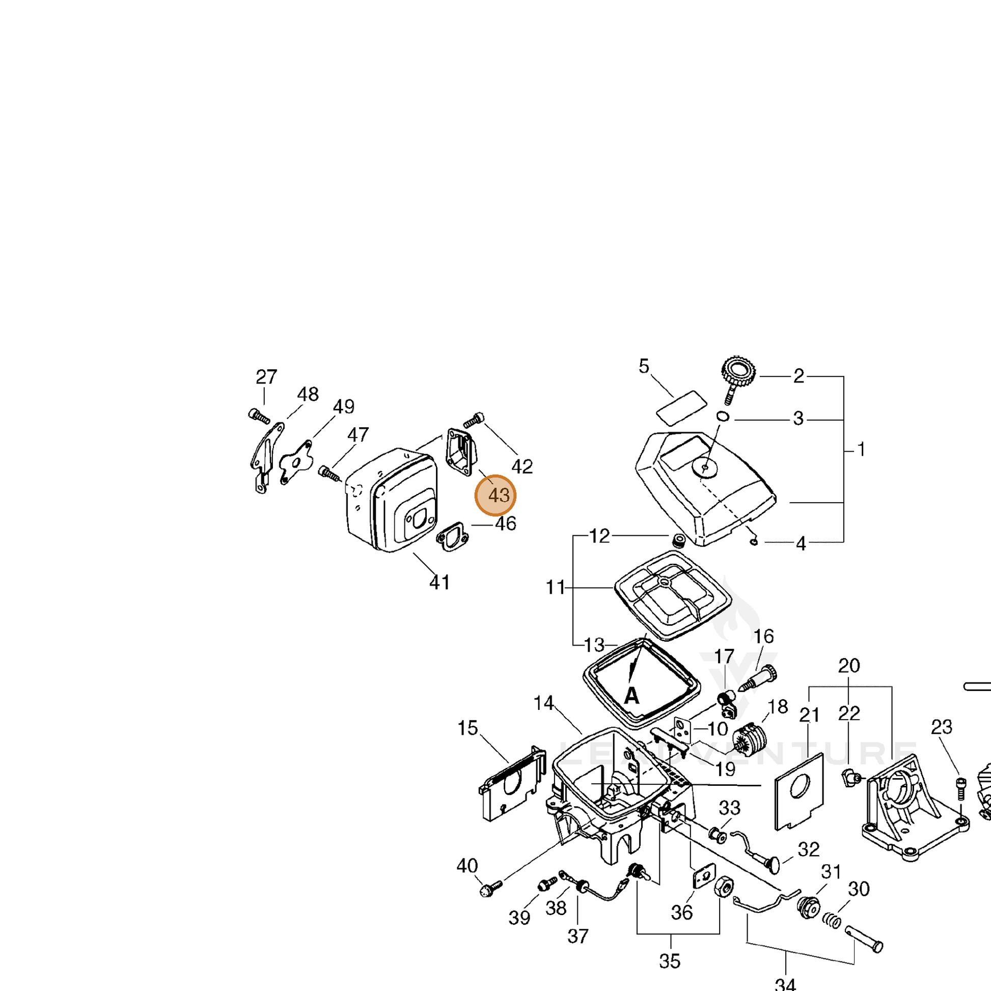 ECHO part 14586130830 — IPL diagram snippet (6x zoom, amber highlight)