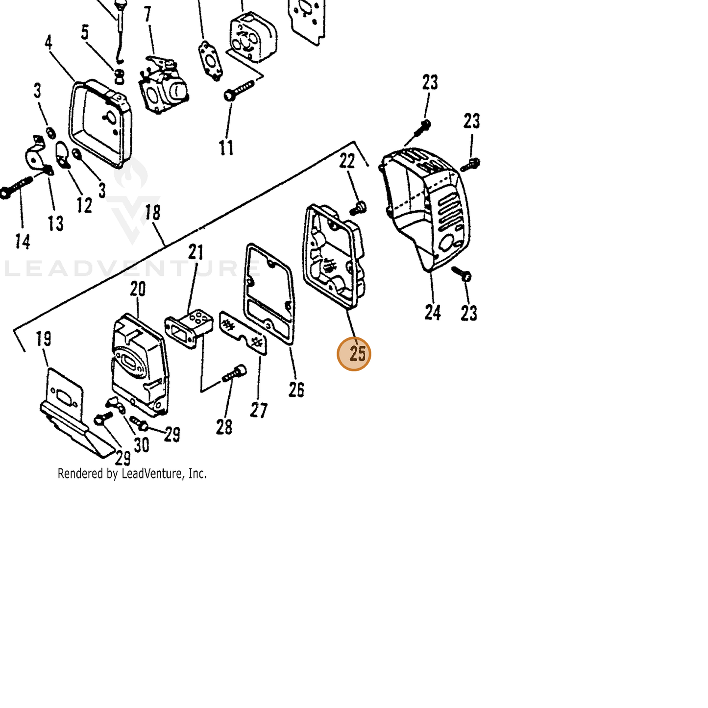 ECHO part 14586151230 — IPL diagram snippet (6x zoom, amber highlight)