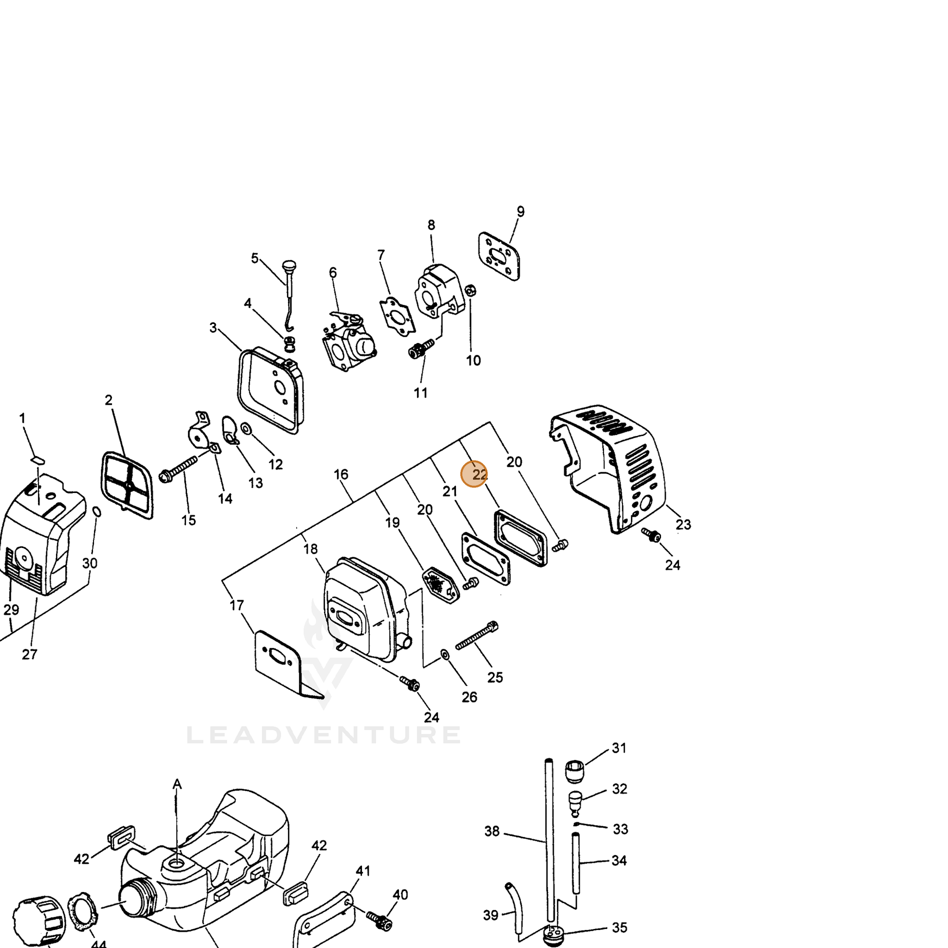 ECHO part 14586155731 — IPL diagram snippet (6x zoom, amber highlight)