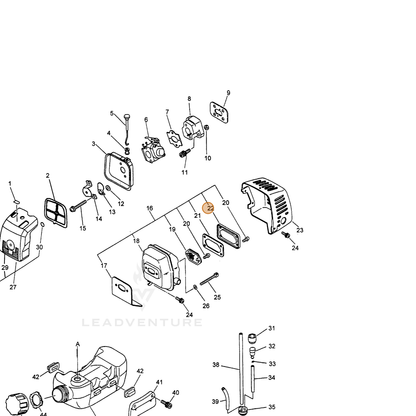 ECHO part 14586155731 — IPL diagram snippet (6x zoom, amber highlight)