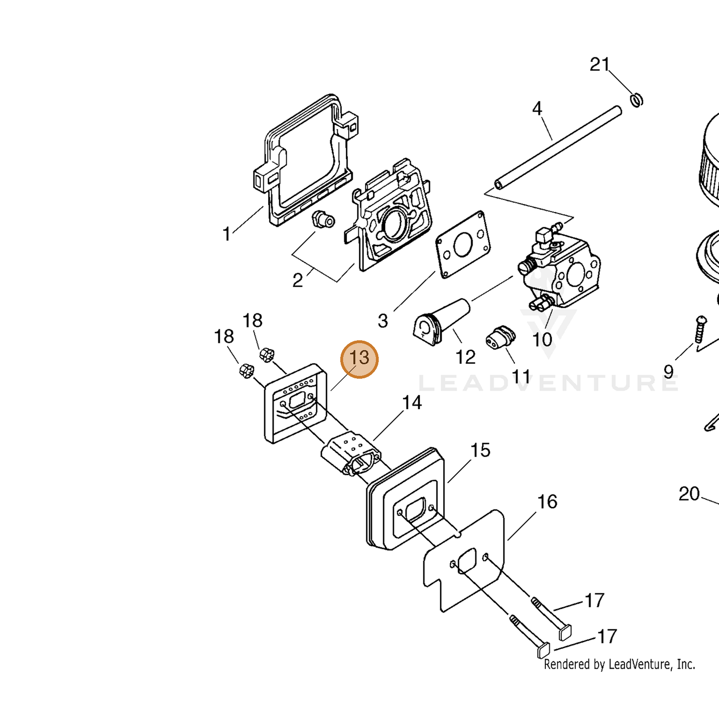 ECHO part 14586160930 — IPL diagram snippet (6x zoom, amber highlight)