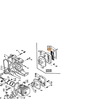 ECHO part 14586203431 — IPL diagram snippet (6x zoom, amber highlight)