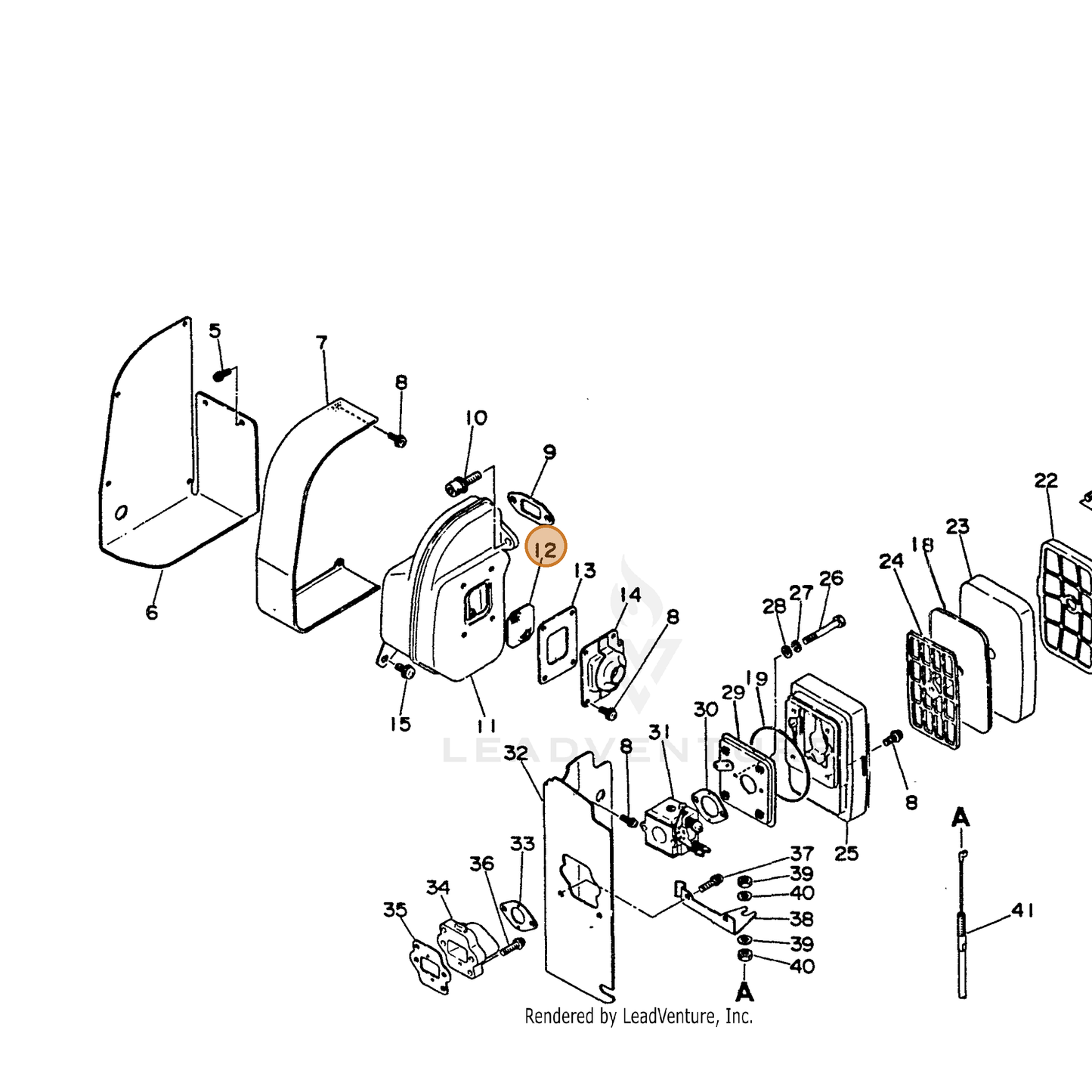 ECHO part 14586203460 — IPL diagram snippet (6x zoom, amber highlight)