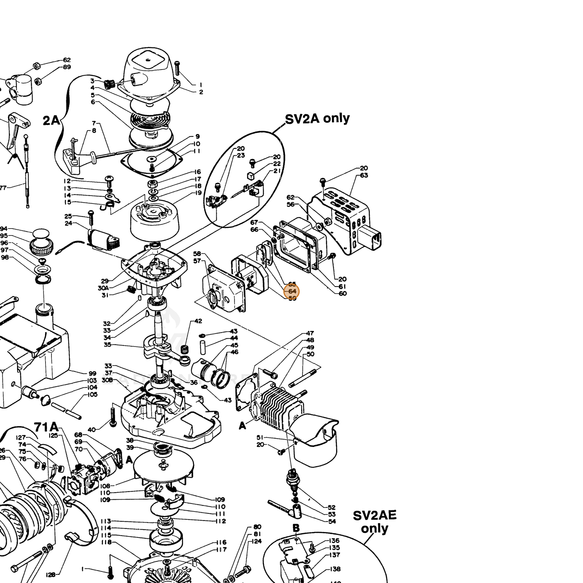 ECHO part 14586205120 — IPL diagram snippet (6x zoom, amber highlight)