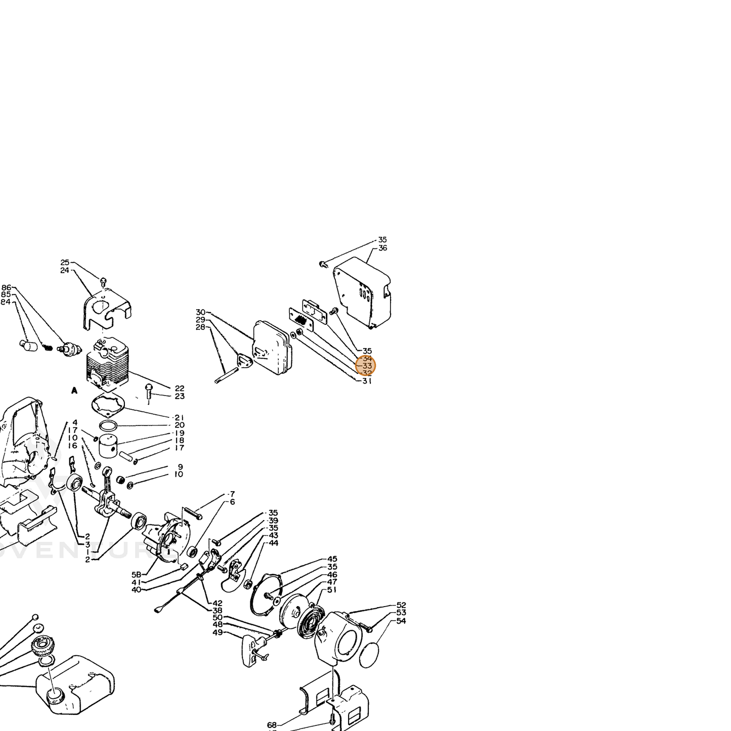 ECHO part 14586206520 — IPL diagram snippet (6x zoom, amber highlight)