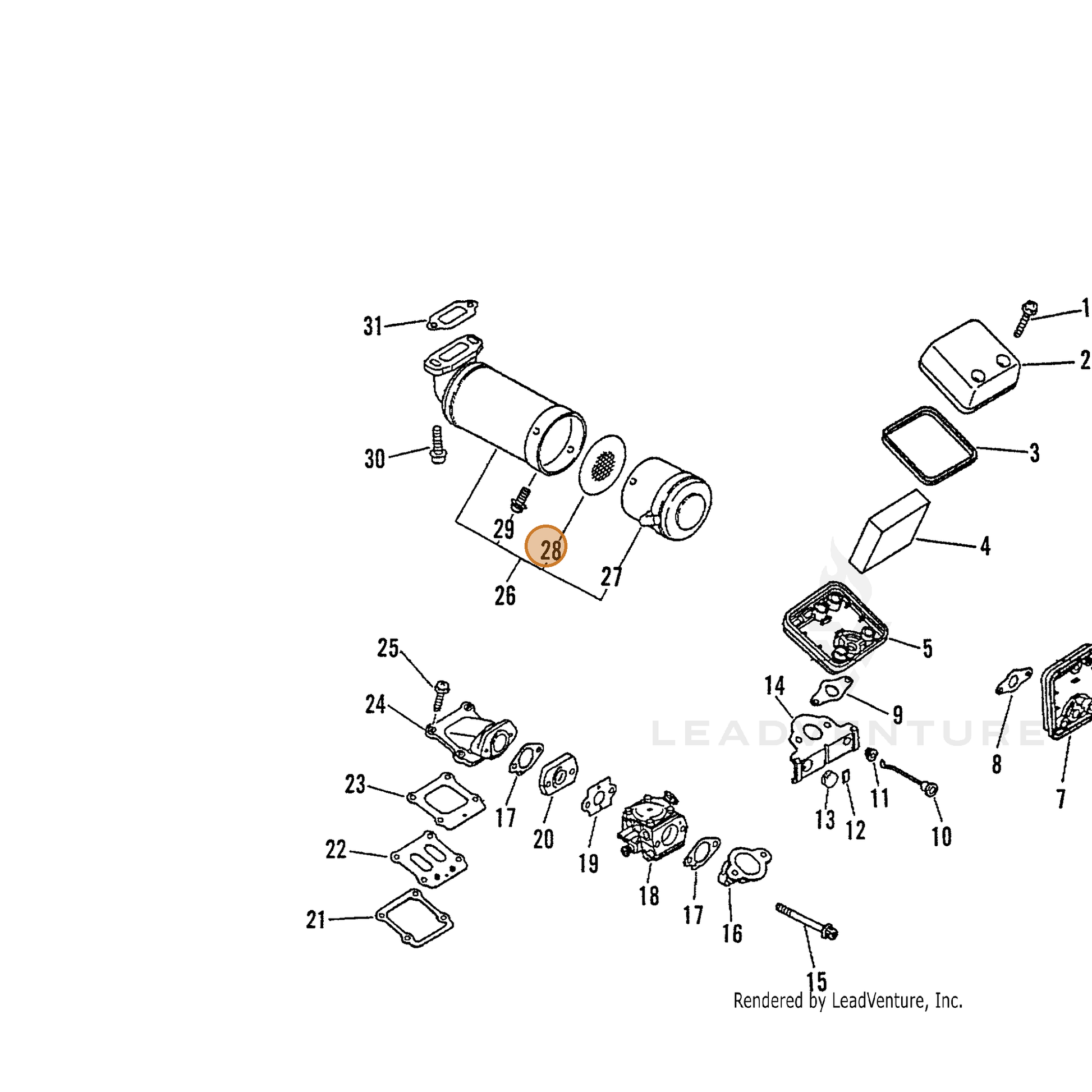 ECHO part 14586211960 — IPL diagram snippet (6x zoom, amber highlight)