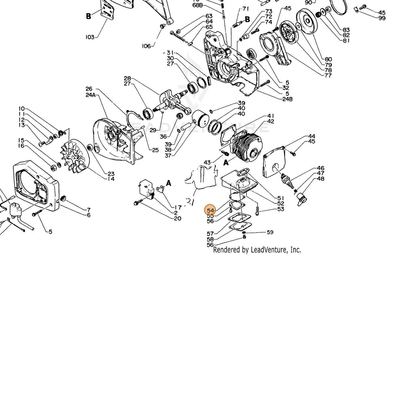 ECHO part 14586215130 — IPL diagram snippet (6x zoom, amber highlight)