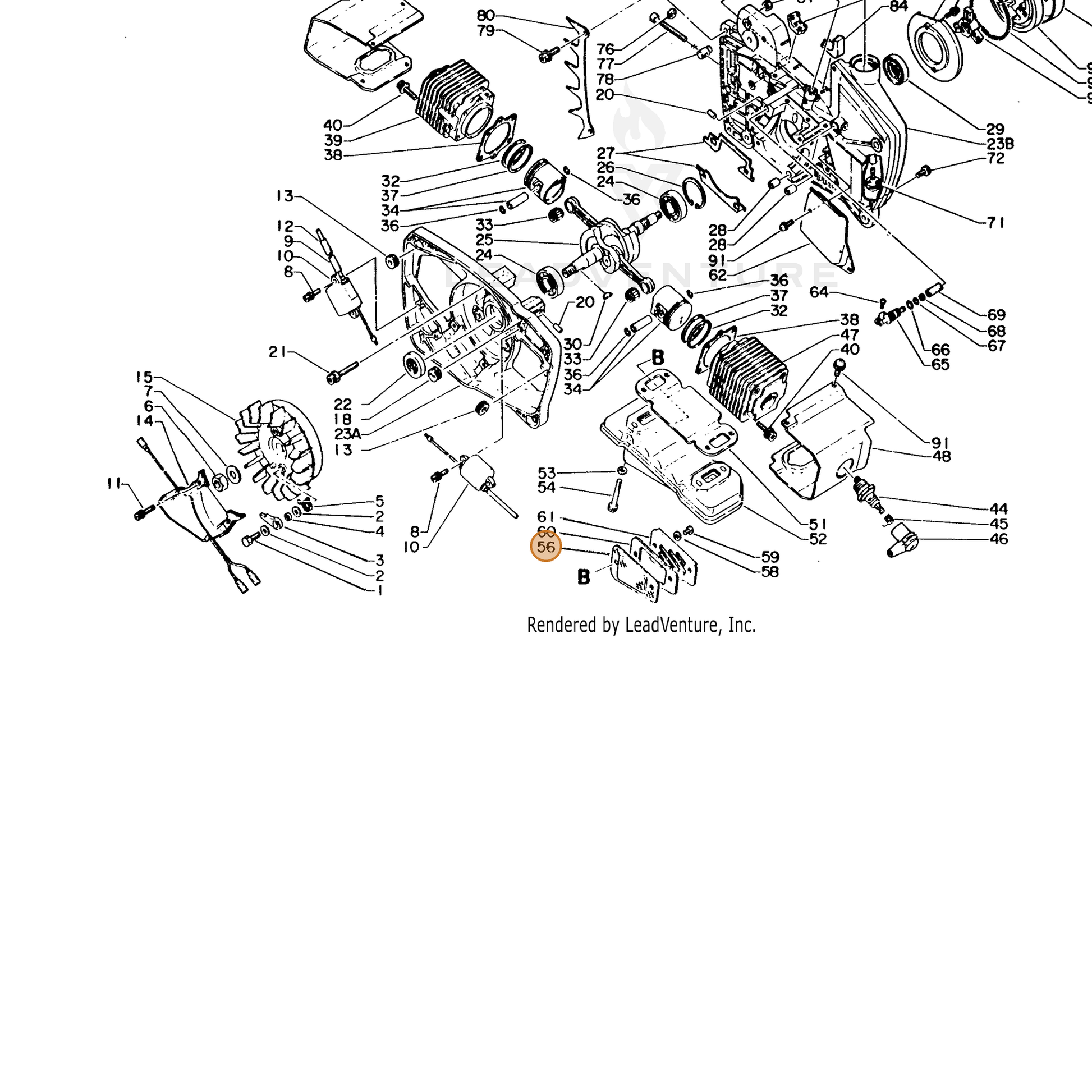 ECHO part 14586216132 — IPL diagram snippet (6x zoom, amber highlight)
