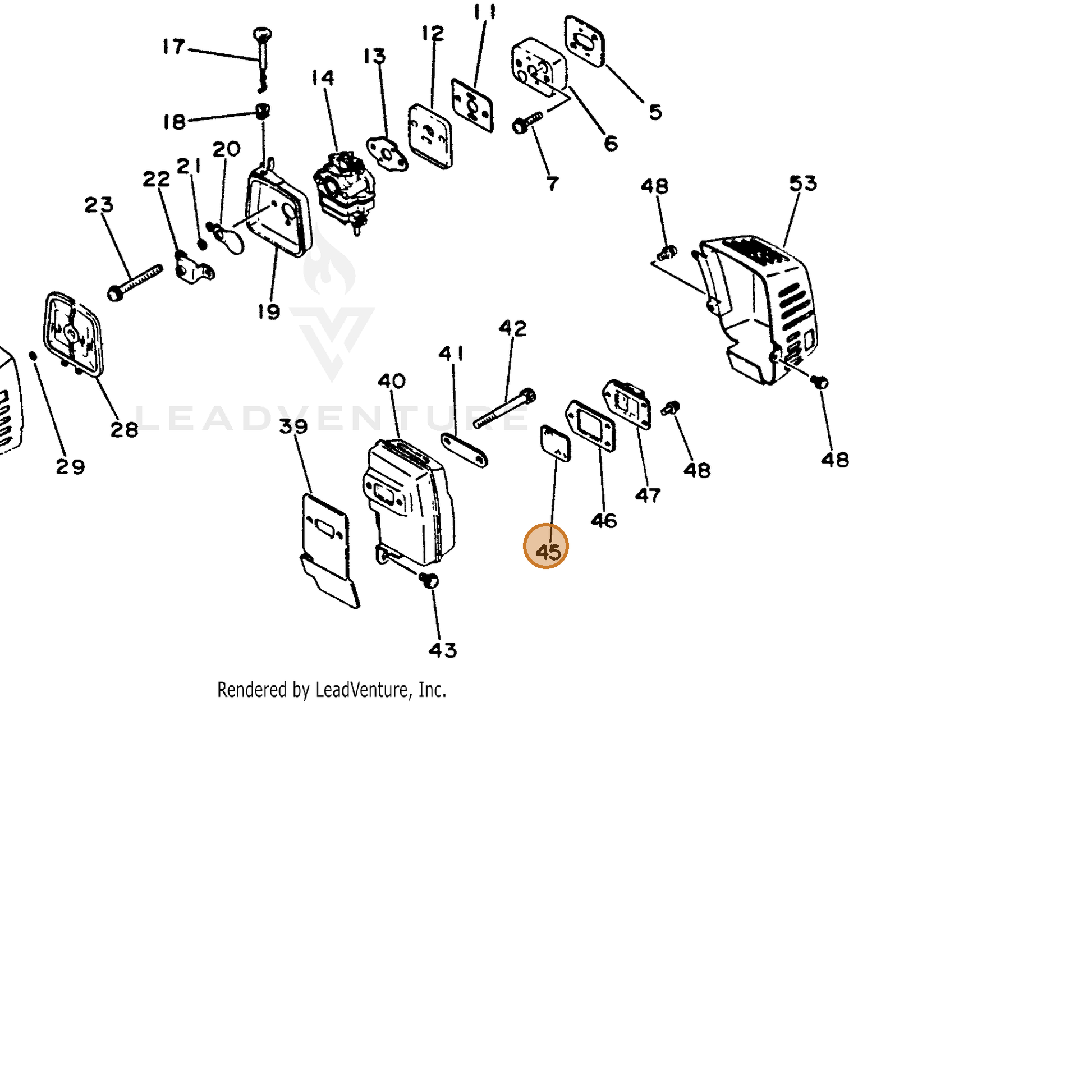 ECHO part 14586227230 — IPL diagram snippet (6x zoom, amber highlight)