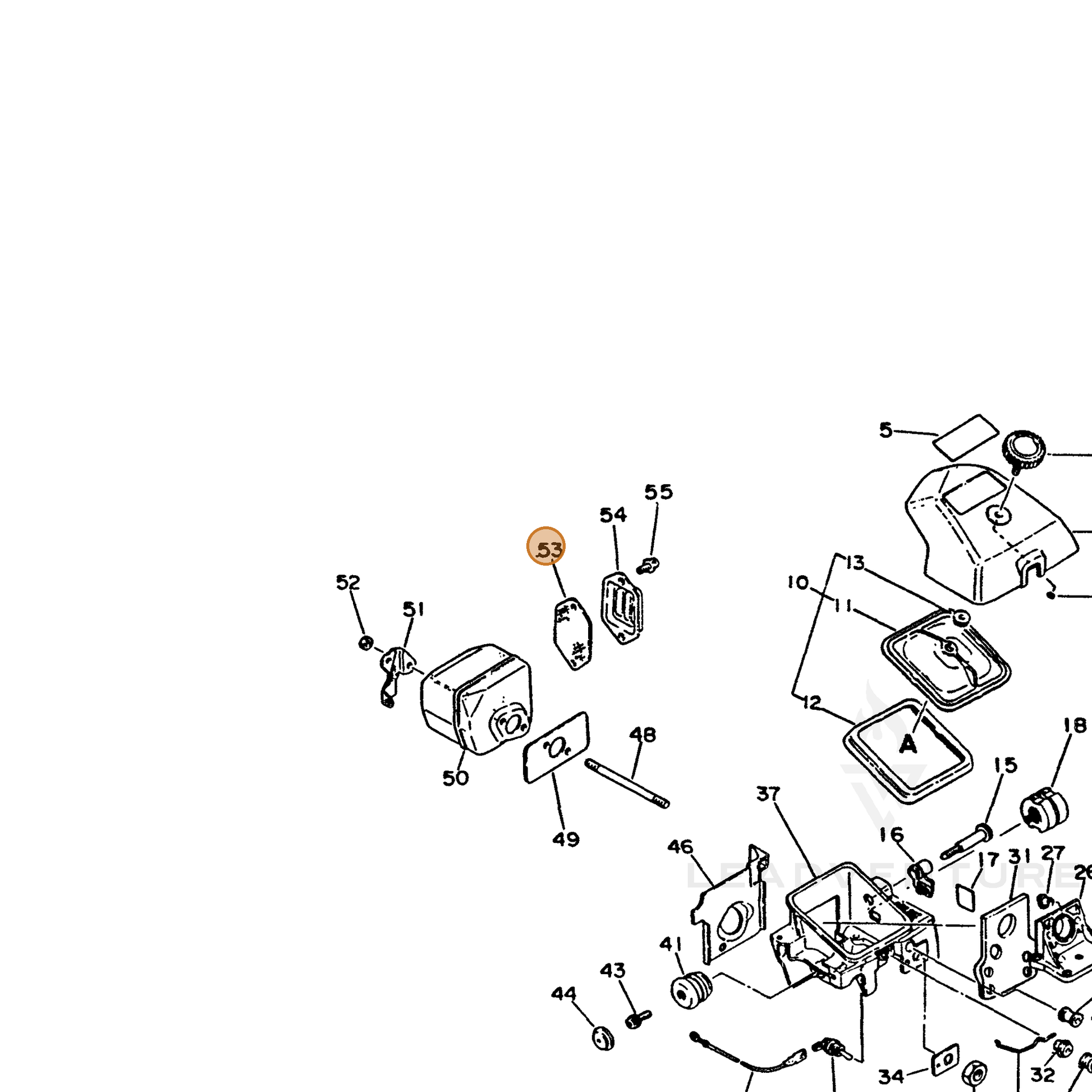 ECHO part 14586230130 — IPL diagram snippet (6x zoom, amber highlight)