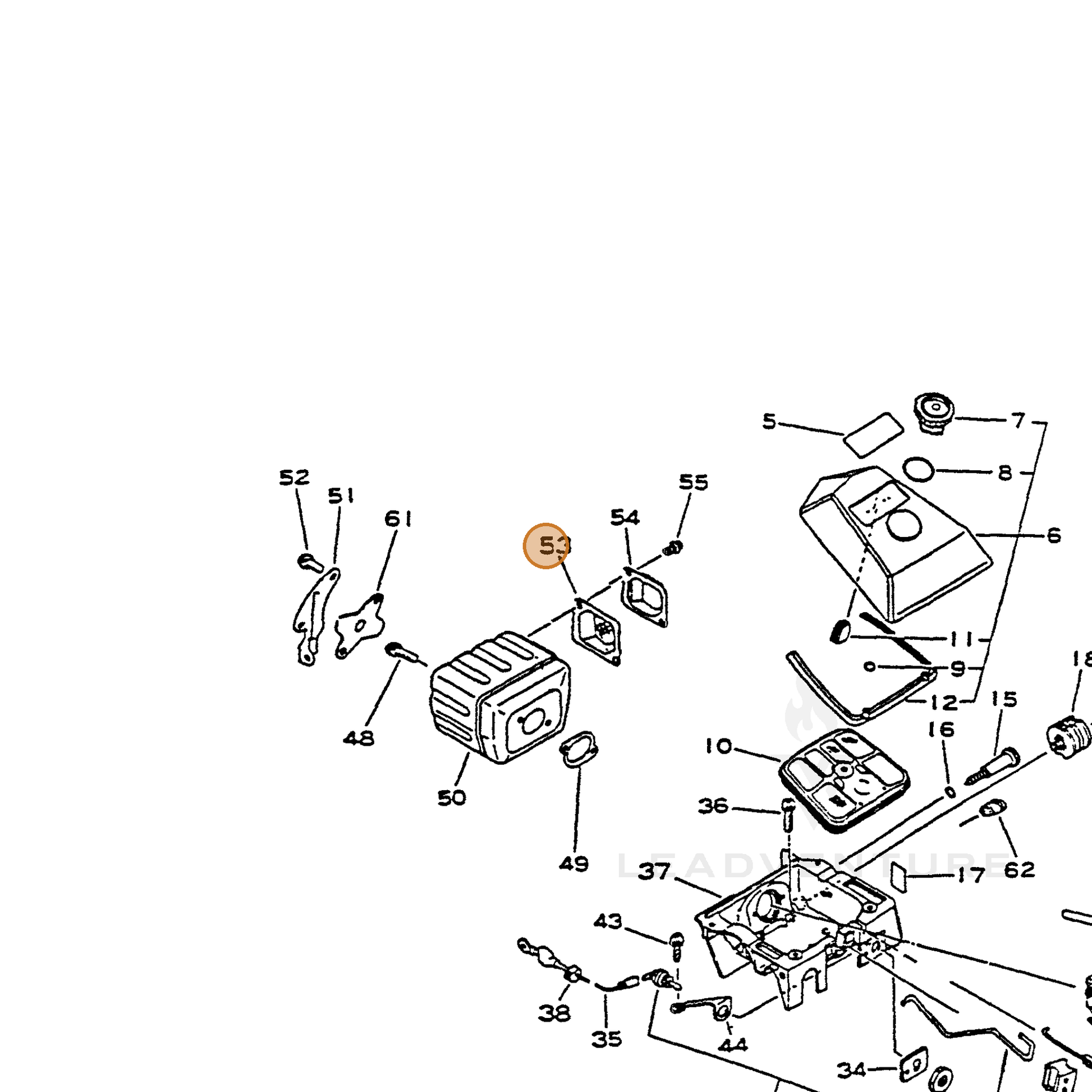 ECHO part 14586232530 — IPL diagram snippet (6x zoom, amber highlight)