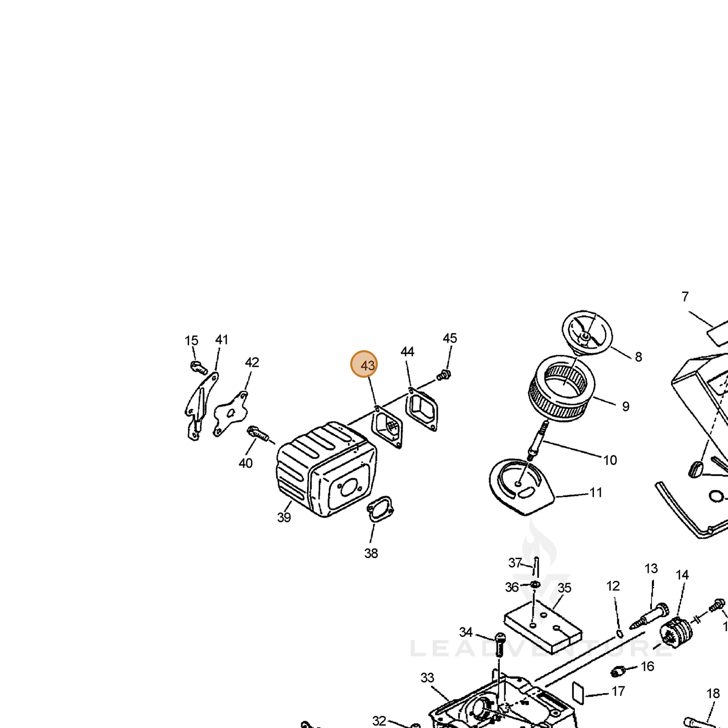 ECHO part 14586232630 — IPL diagram snippet (6x zoom, amber highlight)