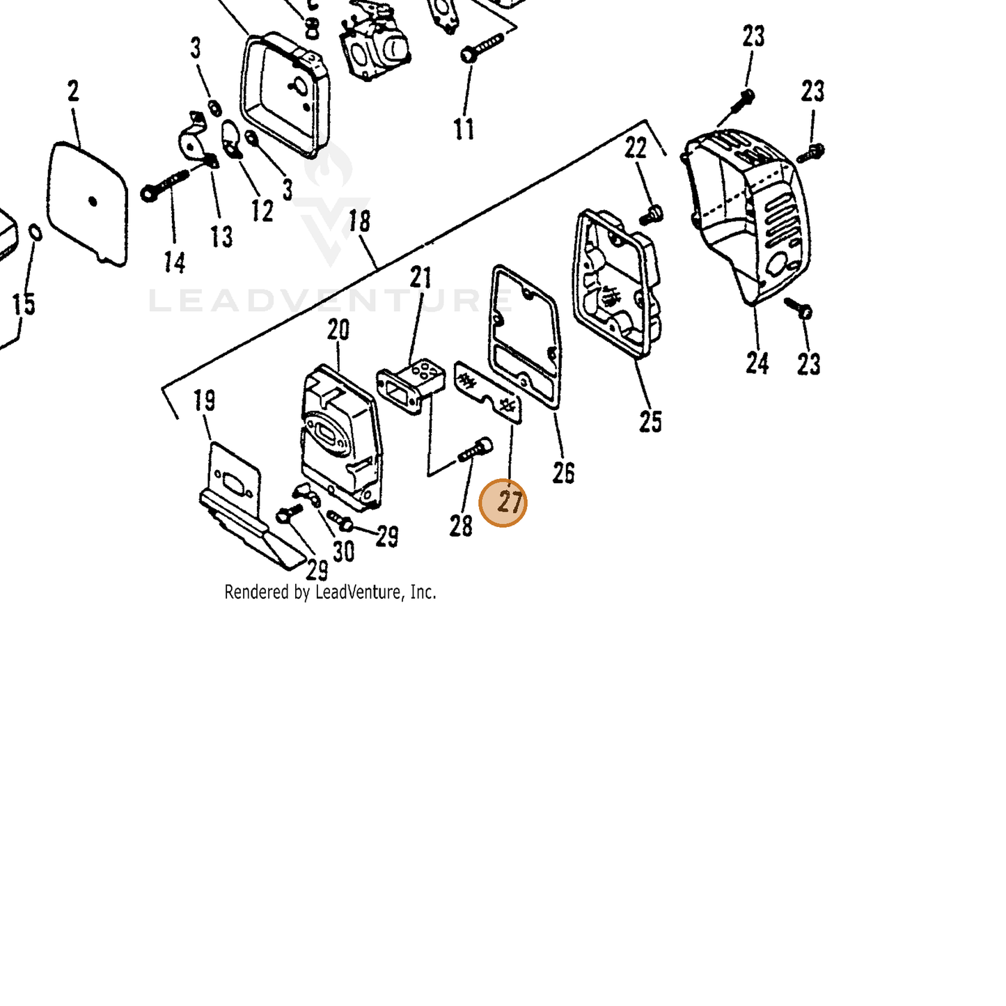 ECHO part 14586251030 — IPL diagram snippet (6x zoom, amber highlight)