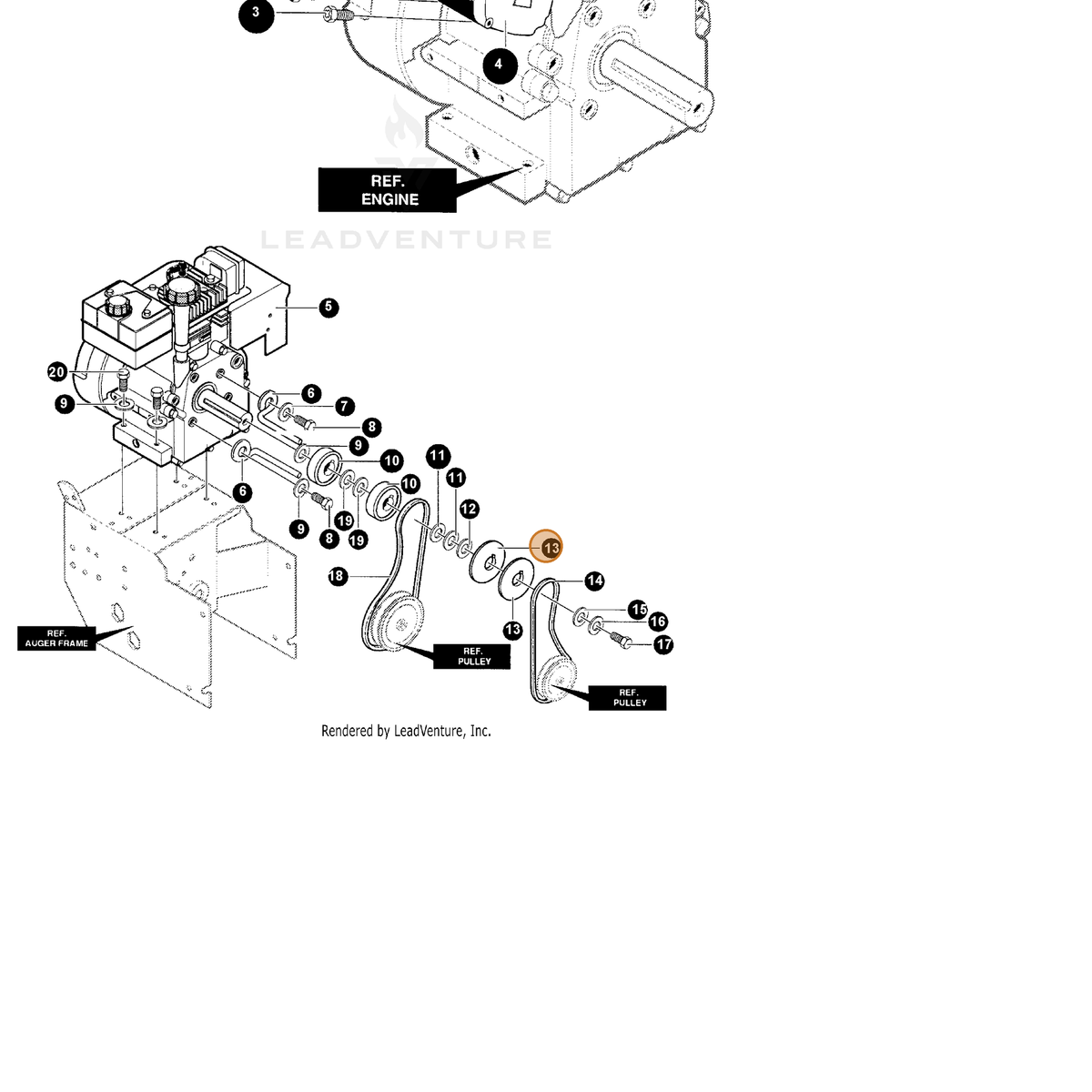 ECHO part 14586253 — IPL diagram snippet (6x zoom, amber highlight)