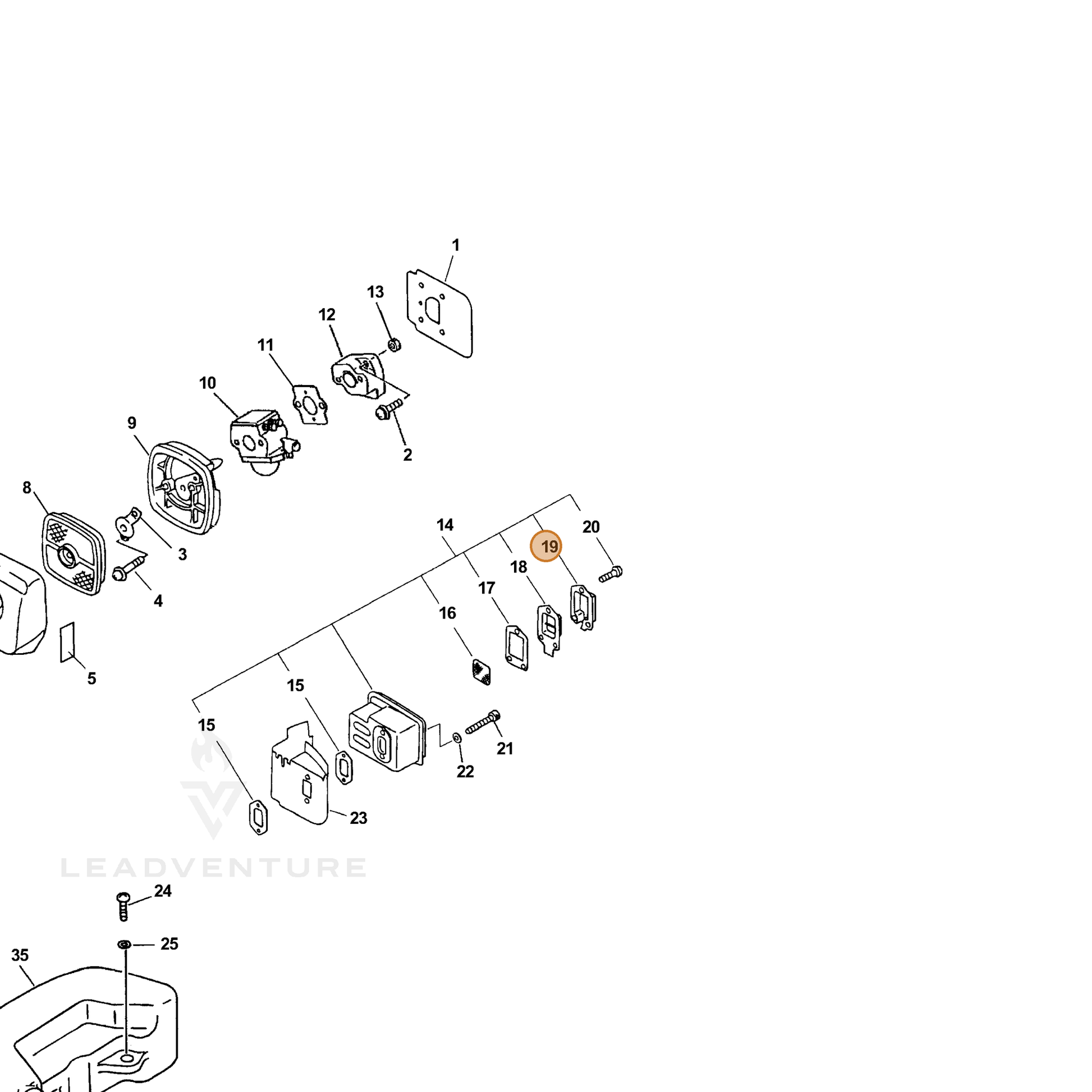 ECHO part 14586306560 — IPL diagram snippet (6x zoom, amber highlight)