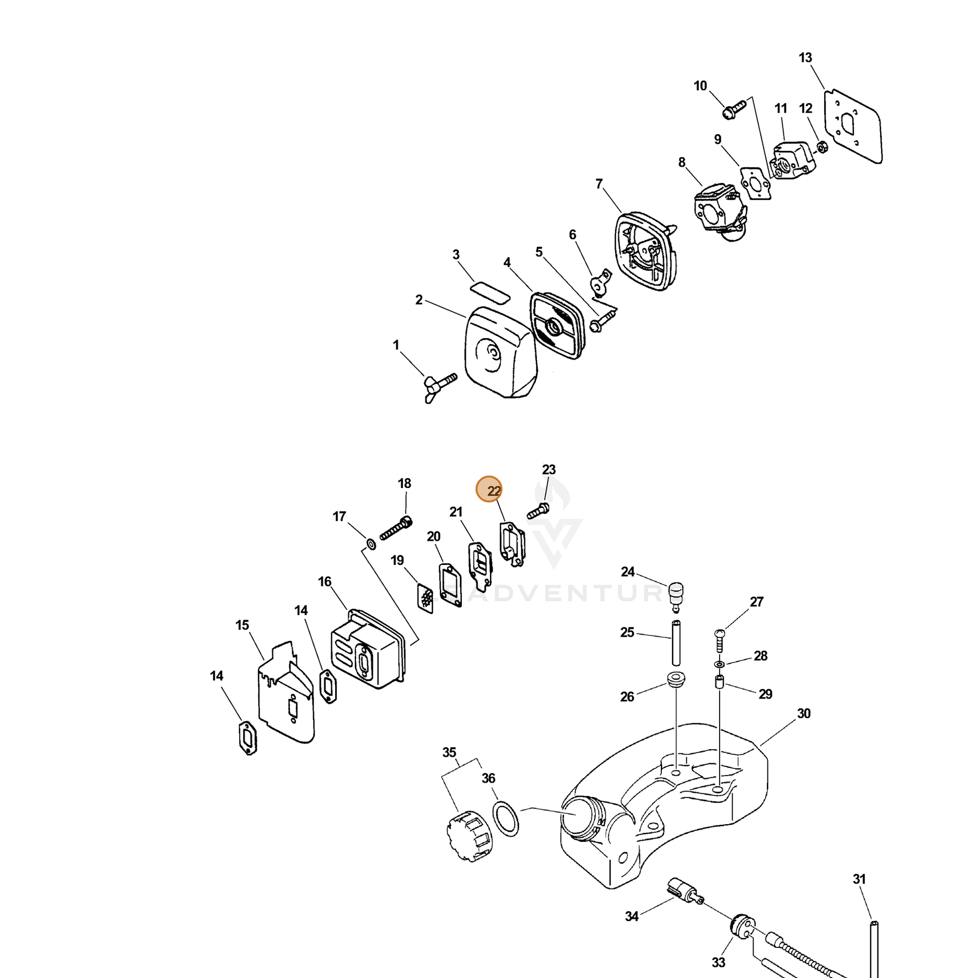 ECHO part 14586308960 — IPL diagram snippet (6x zoom, amber highlight)