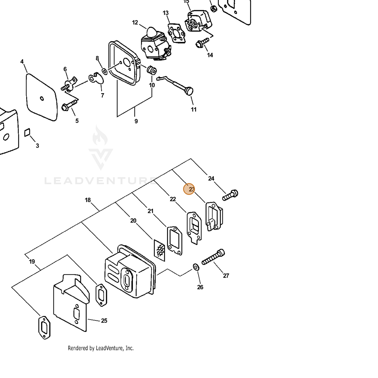 ECHO part 14586311520 — IPL diagram snippet (6x zoom, amber highlight)