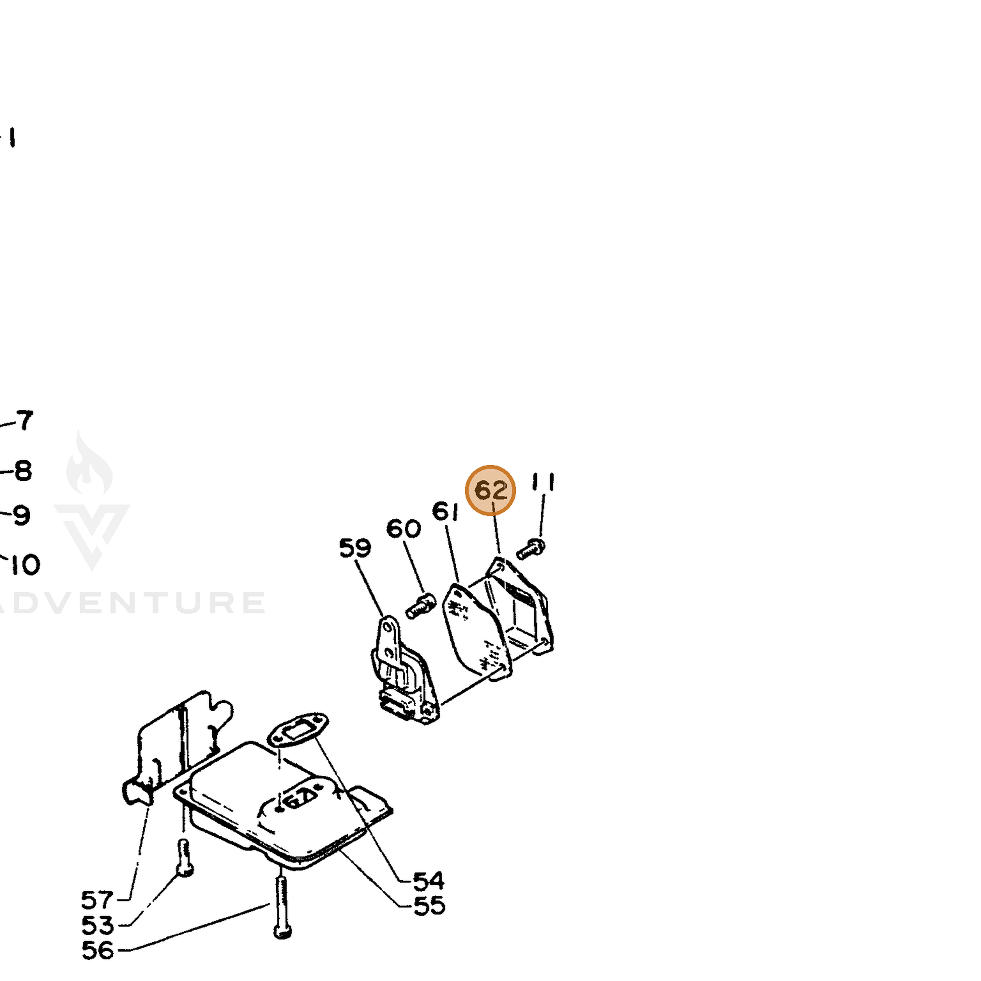 ECHO part 14586317830 — IPL diagram snippet (6x zoom, amber highlight)