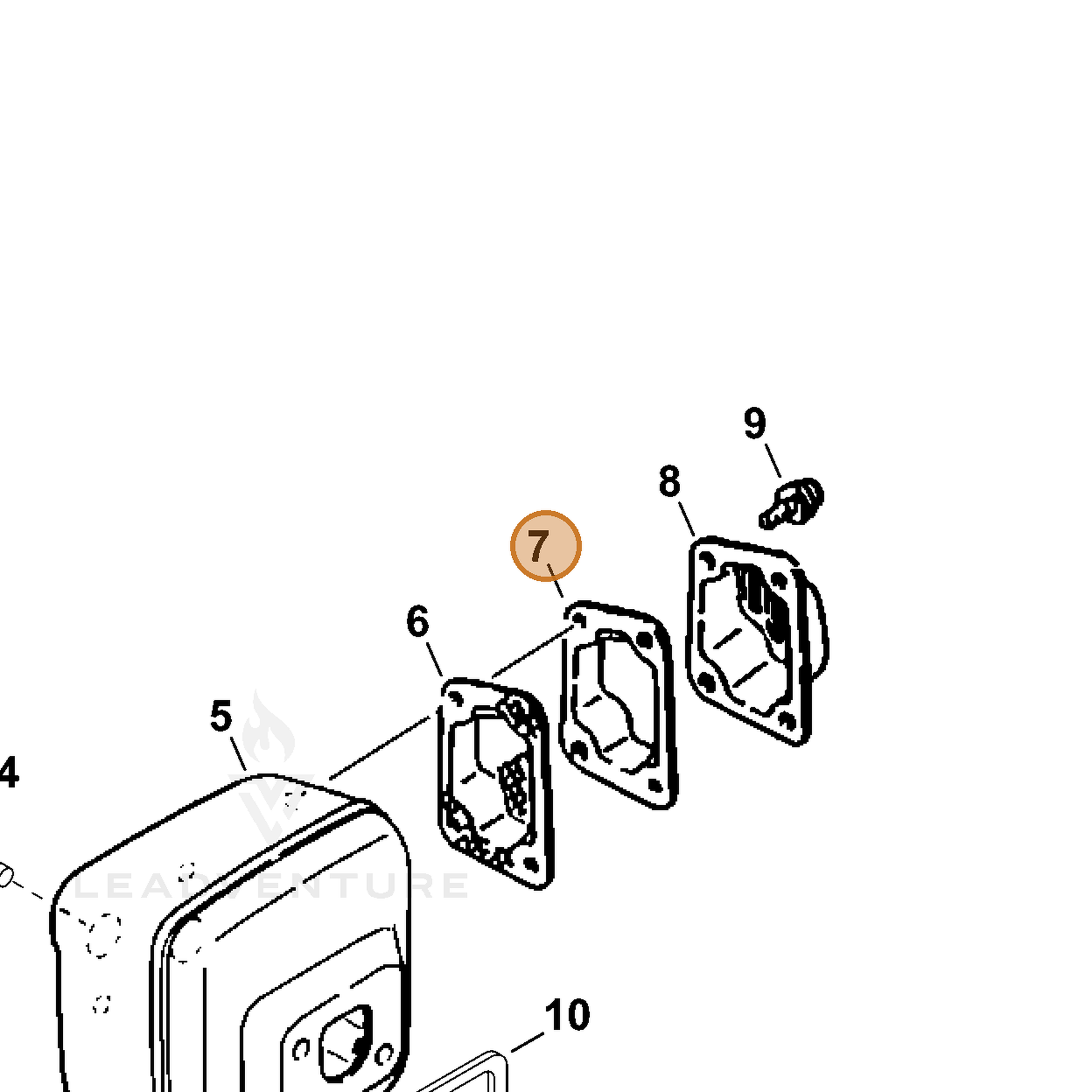 ECHO part 14586331730 — IPL diagram snippet (6x zoom, amber highlight)