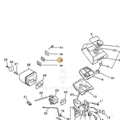 ECHO part 14586335430 — IPL diagram snippet (6x zoom, amber highlight)