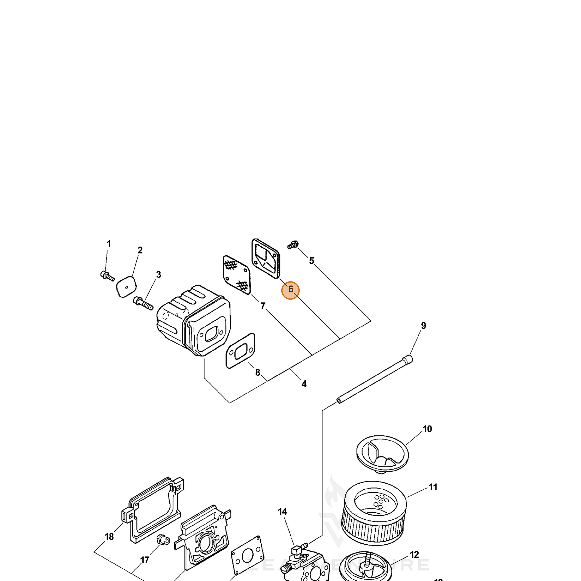 ECHO part 14586339330 — IPL diagram snippet (6x zoom, amber highlight)