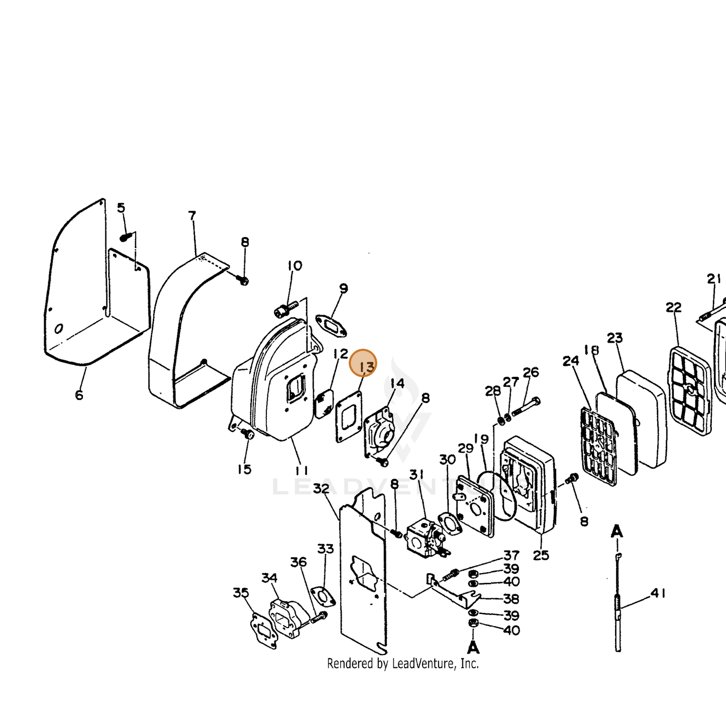 ECHO part 14586603461 — IPL diagram snippet (6x zoom, amber highlight)