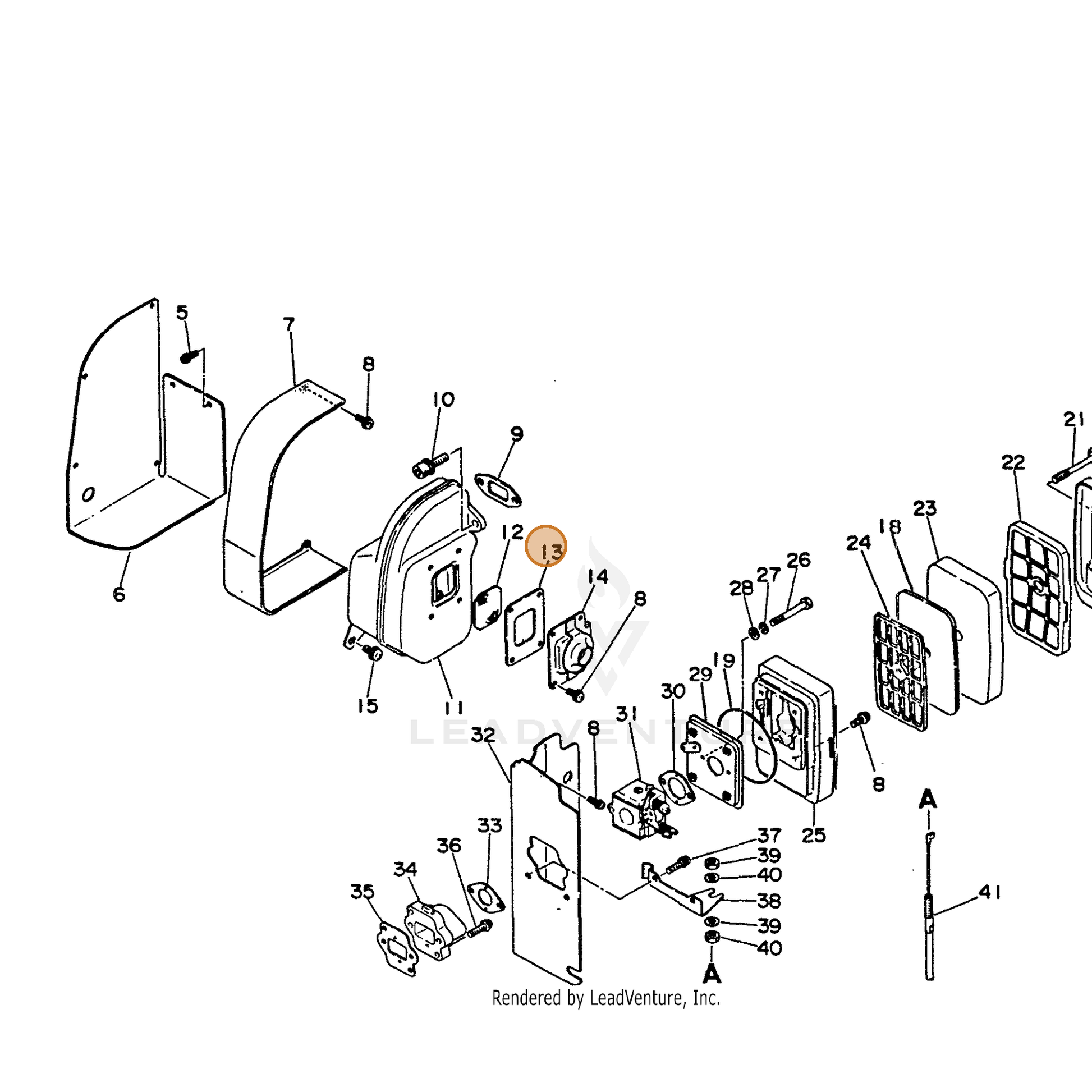 ECHO part 14586603461 — IPL diagram snippet (6x zoom, amber highlight)