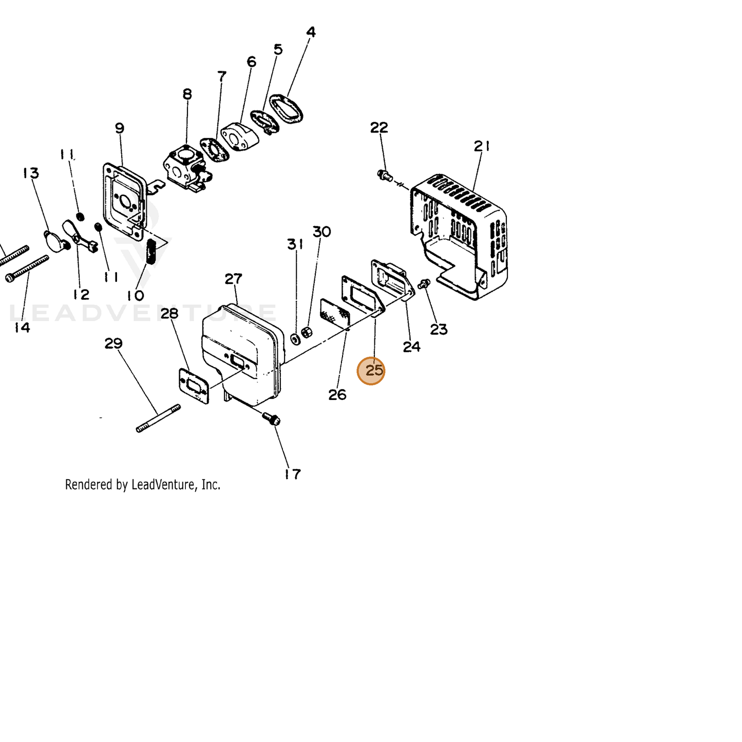 ECHO part 14586606721 — IPL diagram snippet (6x zoom, amber highlight)