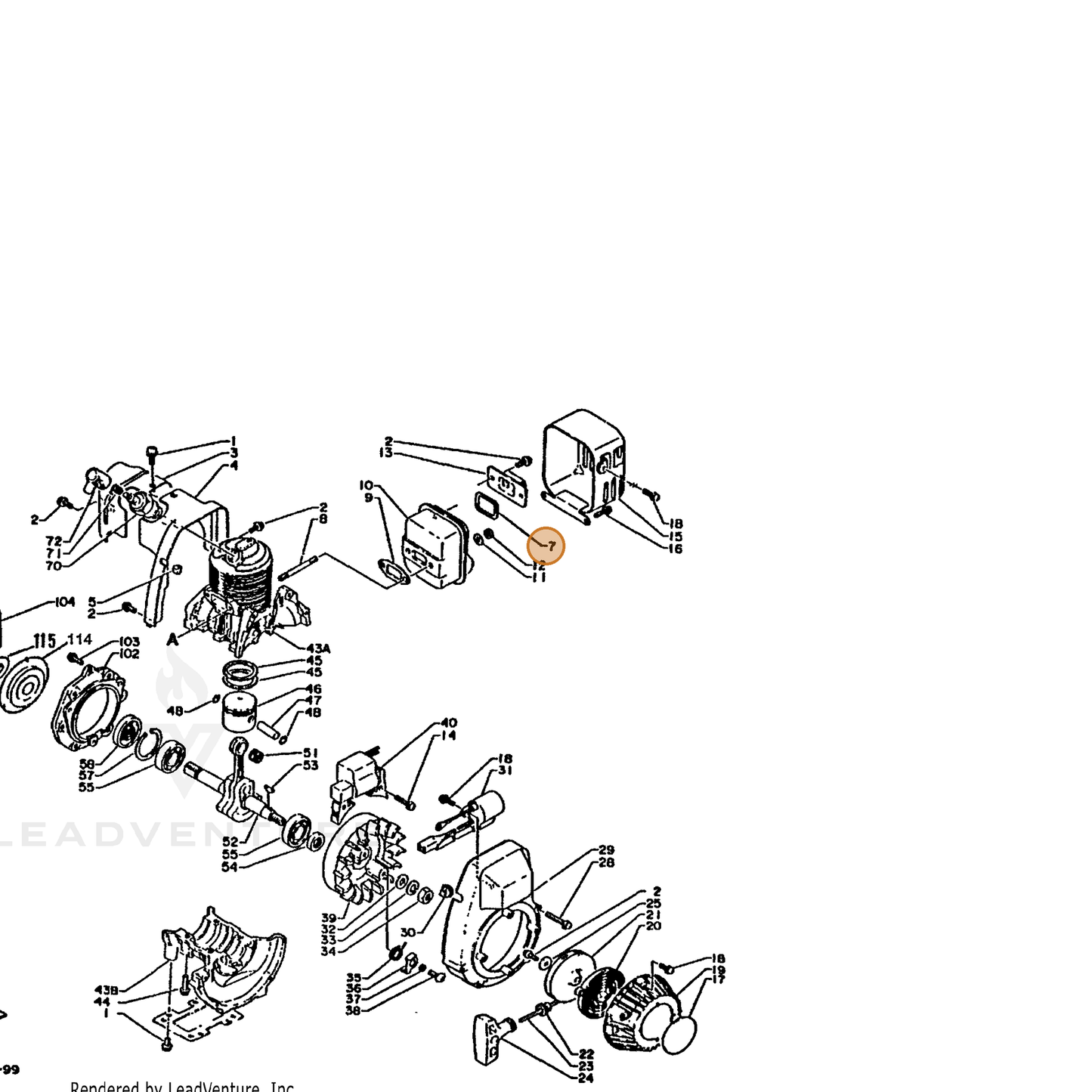 ECHO part 14586608021 — IPL diagram snippet (6x zoom, amber highlight)