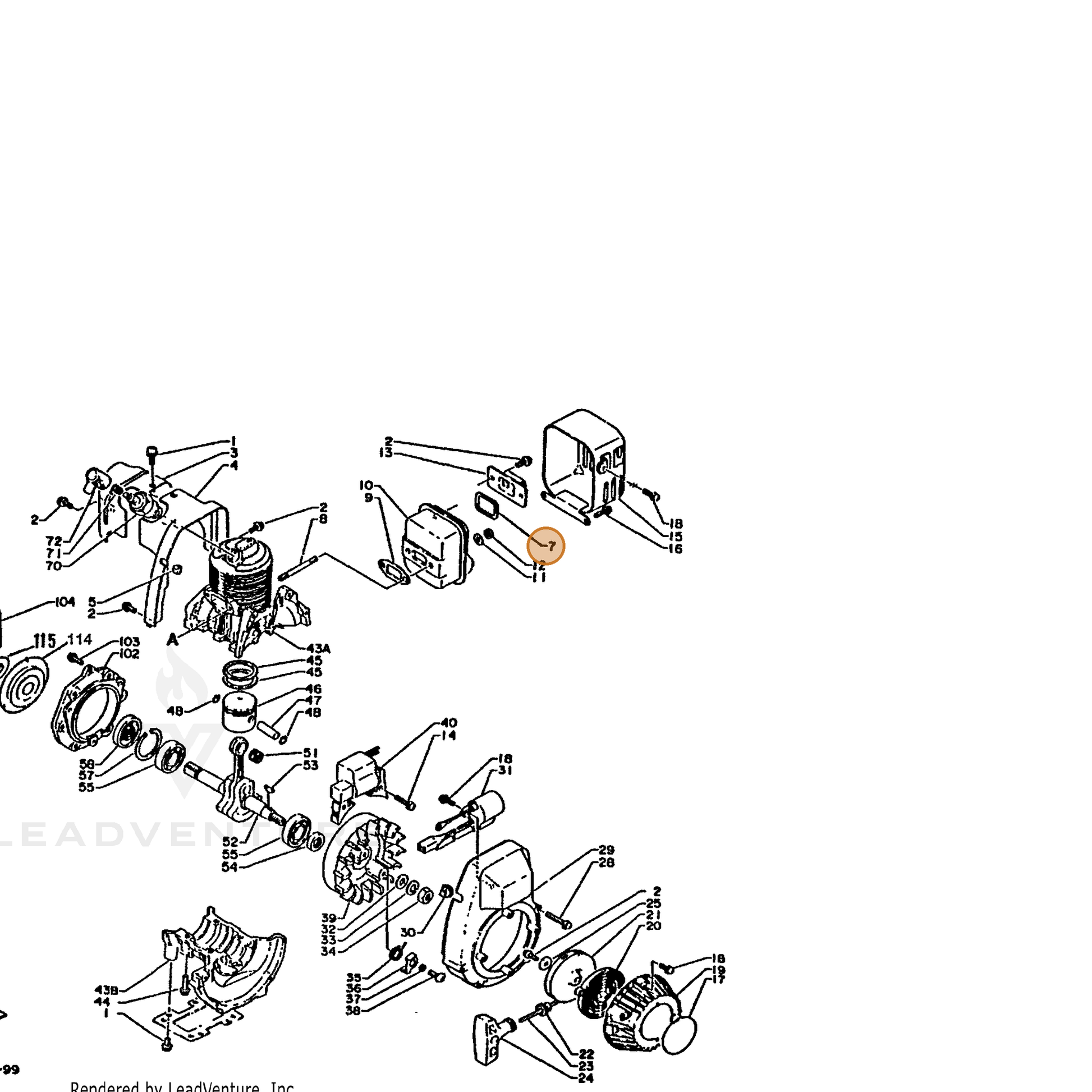 ECHO part 14586608021 — IPL diagram snippet (6x zoom, amber highlight)