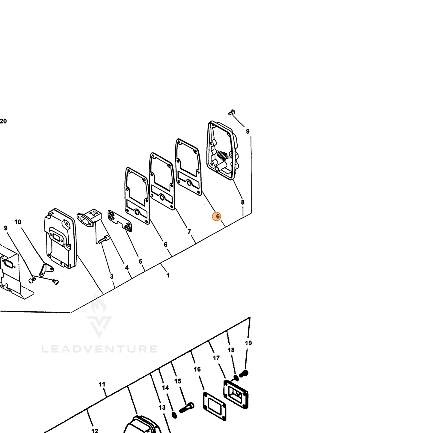 ECHO part 14586609560 — IPL diagram snippet (6x zoom, amber highlight)