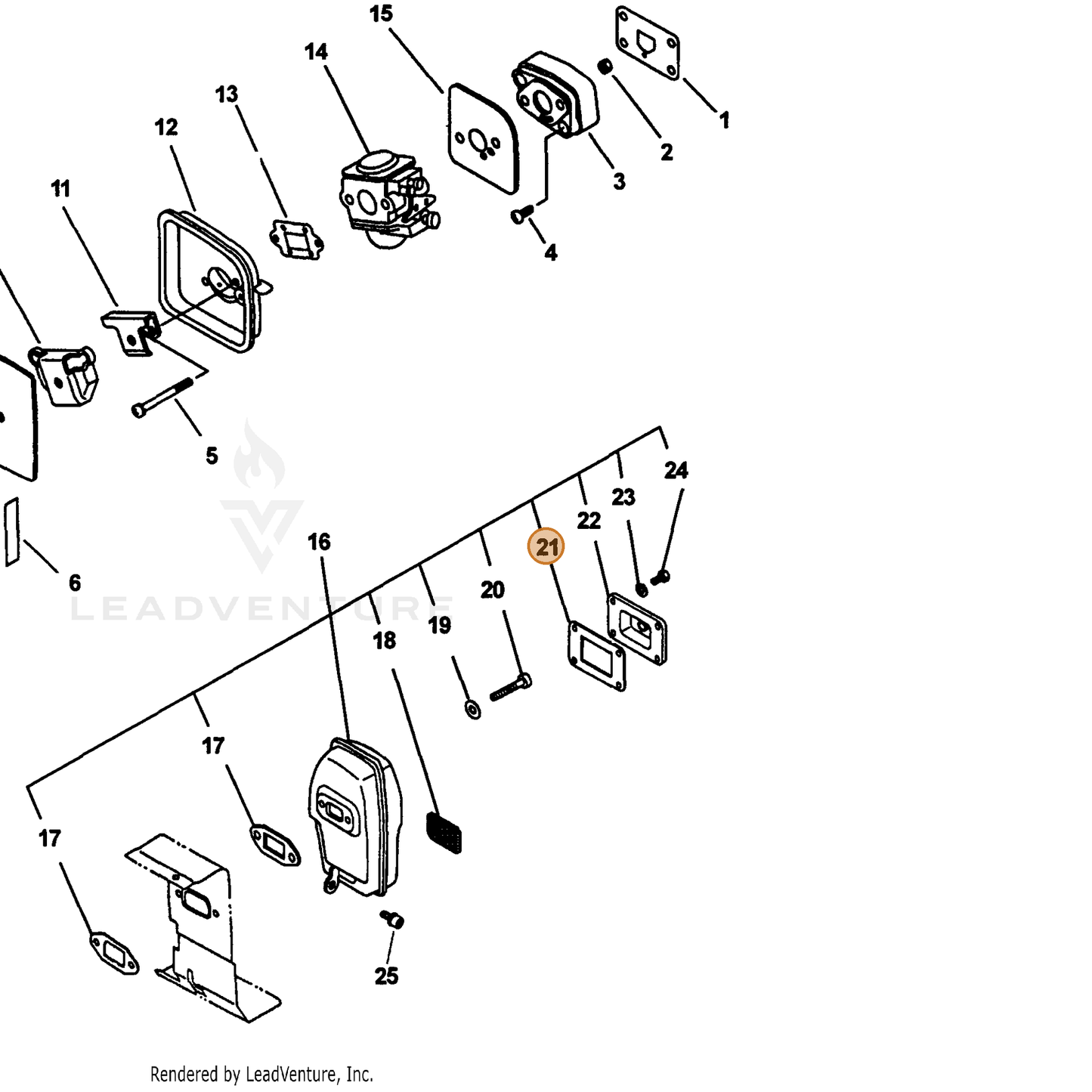 ECHO part 14586609660 — IPL diagram snippet (6x zoom, amber highlight)