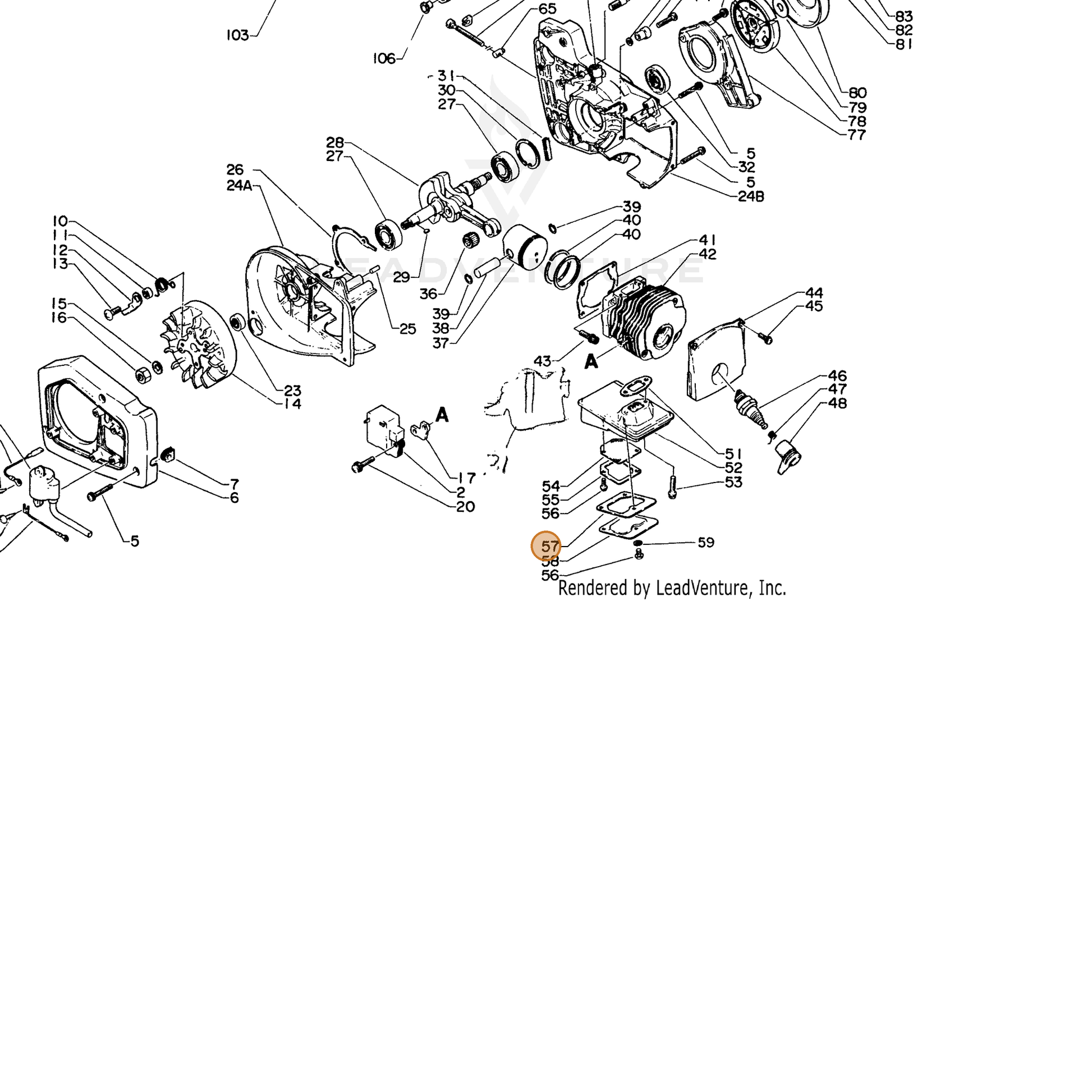 ECHO part 14586615131 — IPL diagram snippet (6x zoom, amber highlight)