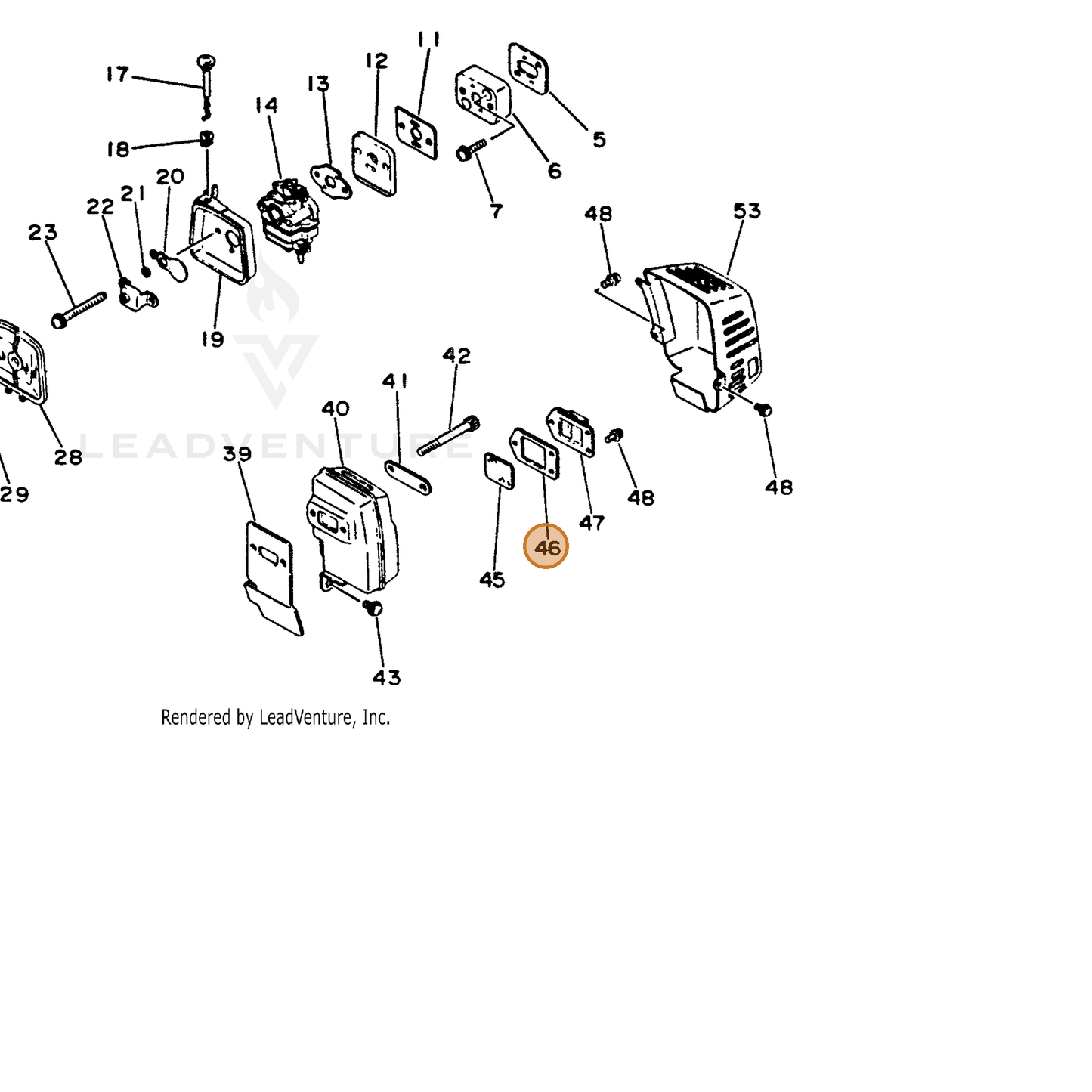 ECHO part 14586627231 — IPL diagram snippet (6x zoom, amber highlight)