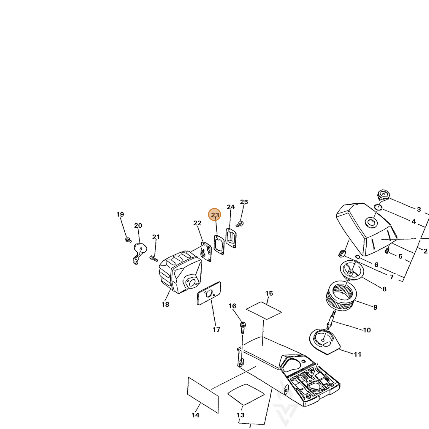 ECHO part 14586633331 — IPL diagram snippet (6x zoom, amber highlight)