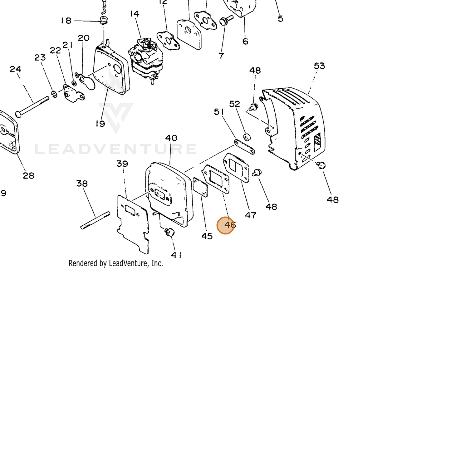 ECHO part 14586640631 — IPL diagram snippet (6x zoom, amber highlight)