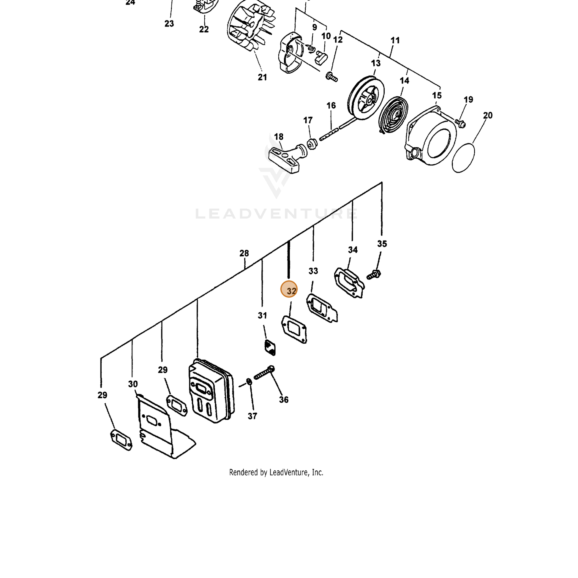 ECHO part 14586642031 — IPL diagram snippet (6x zoom, amber highlight)