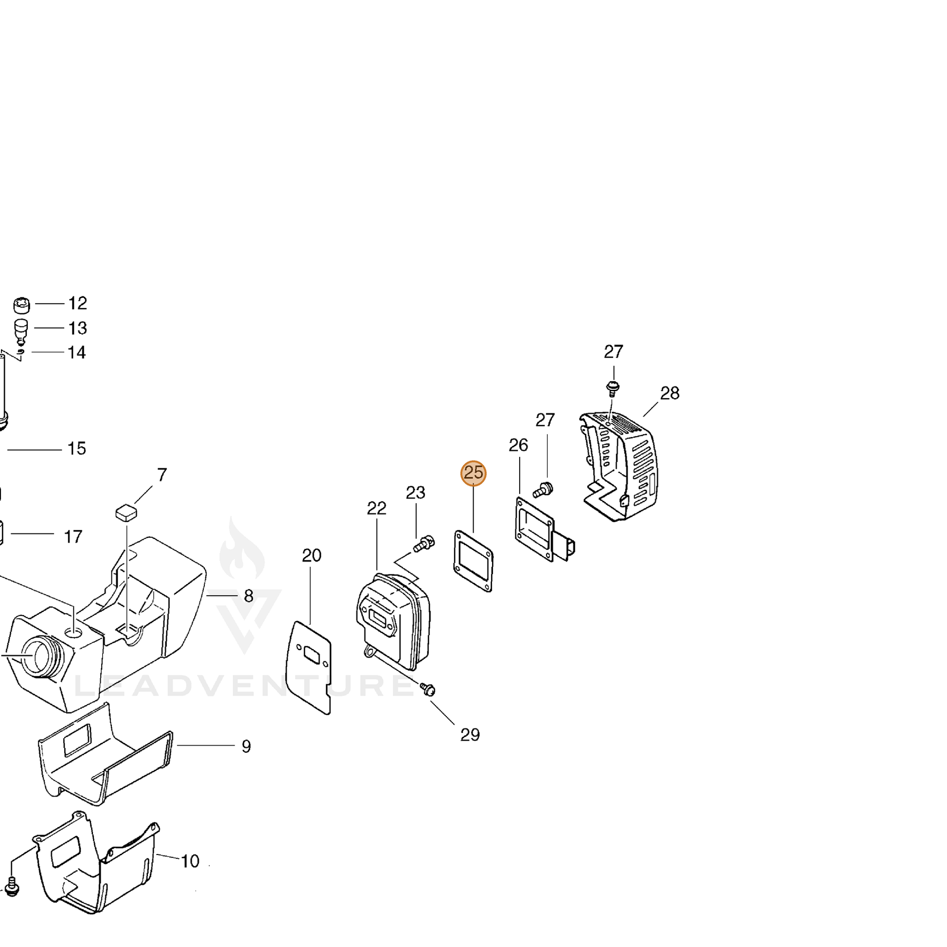 ECHO part 14586643131 — IPL diagram snippet (6x zoom, amber highlight)