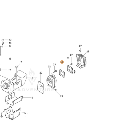 ECHO part 14586643131 — IPL diagram snippet (6x zoom, amber highlight)