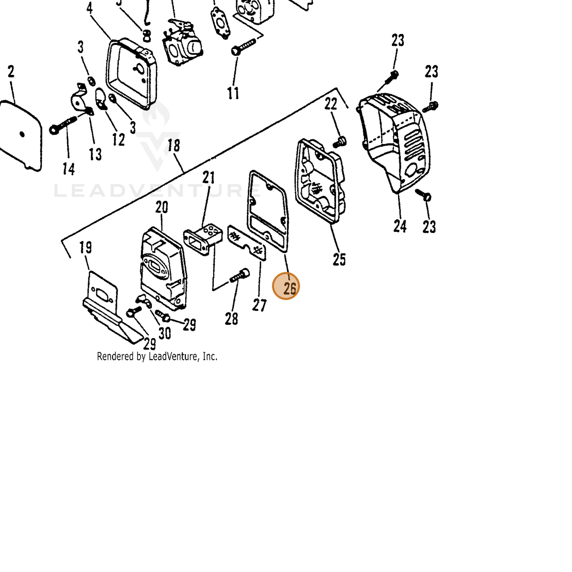 ECHO part 14586651230 — IPL diagram snippet (6x zoom, amber highlight)