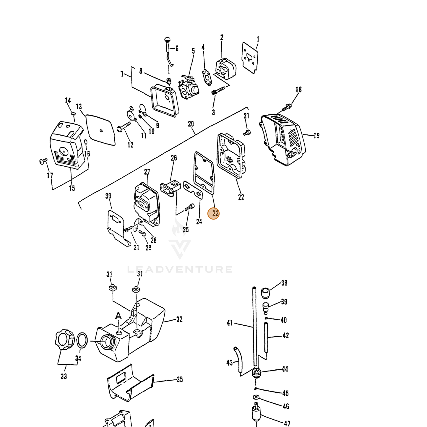 ECHO part 14586651330 — IPL diagram snippet (6x zoom, amber highlight)