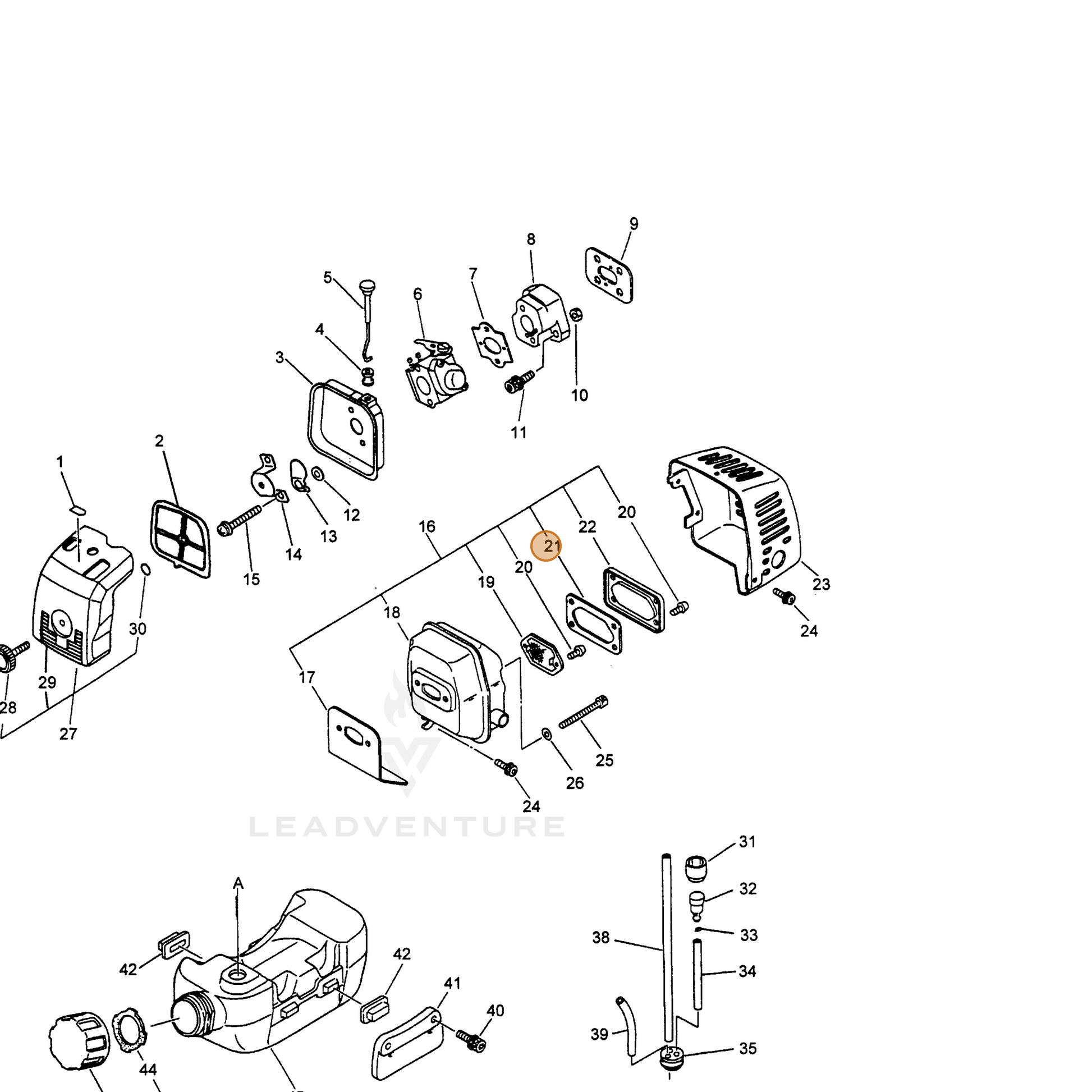 ECHO part 14586655730 — IPL diagram snippet (6x zoom, amber highlight)