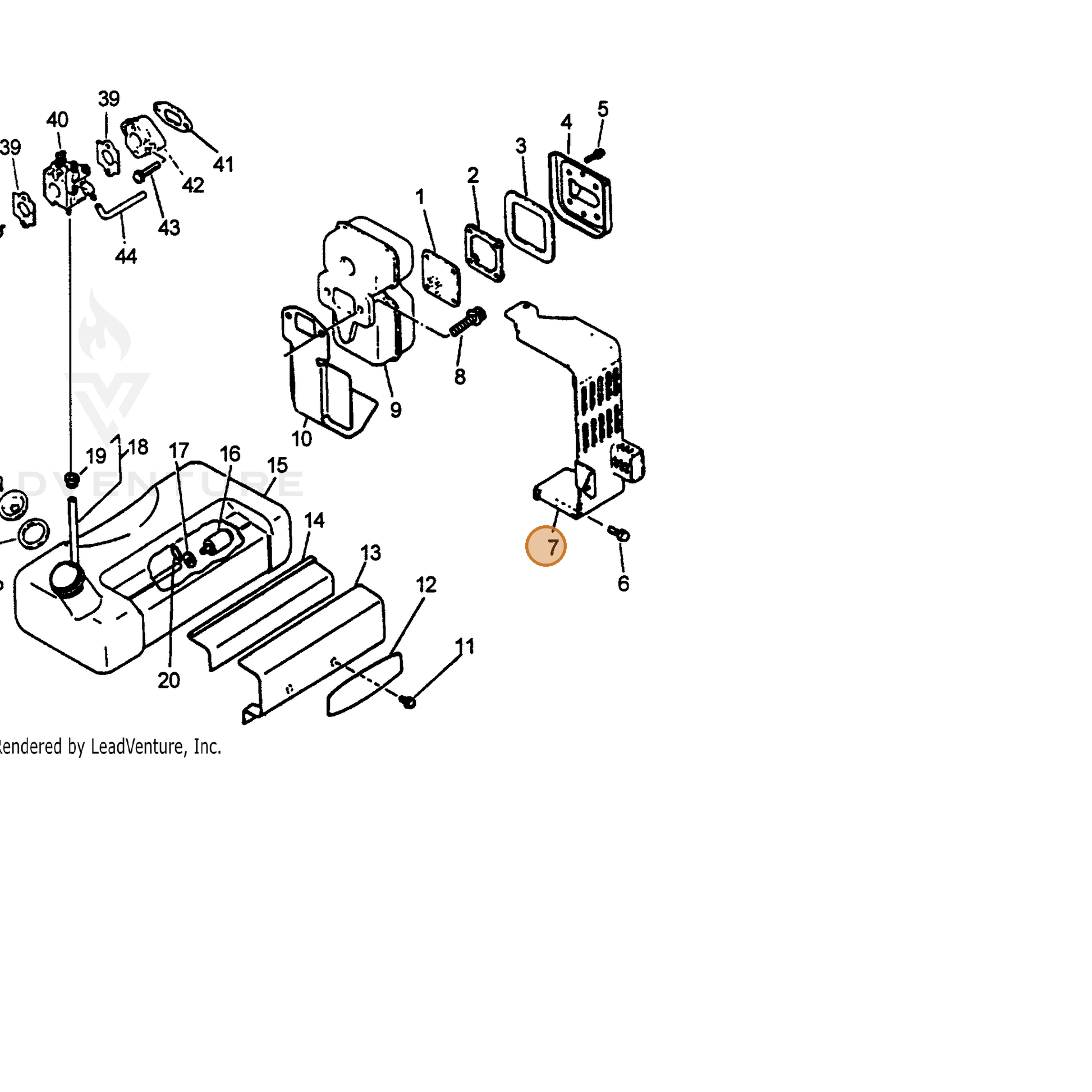 ECHO part 14587100765 — IPL diagram snippet (6x zoom, amber highlight)