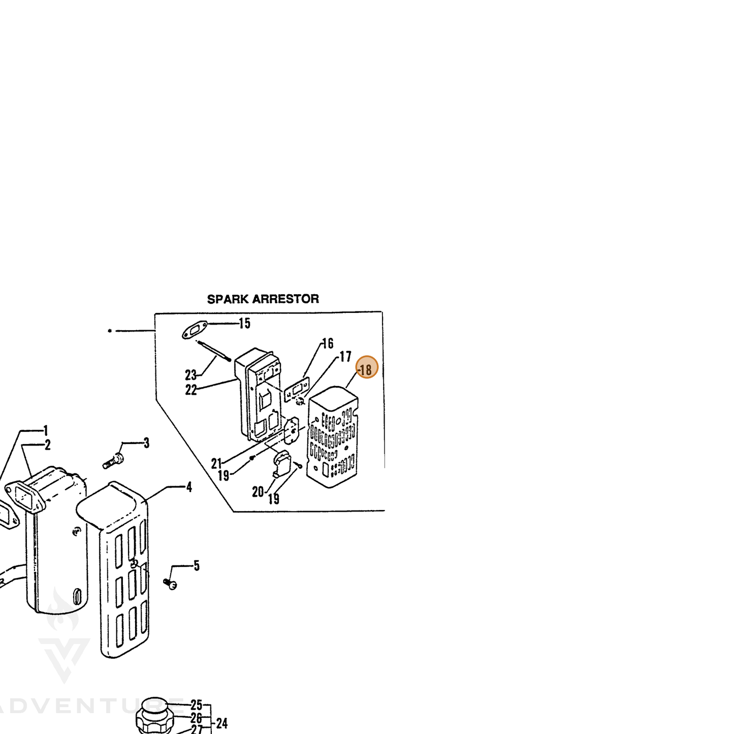 ECHO part 14587101110 — IPL diagram snippet (6x zoom, amber highlight)