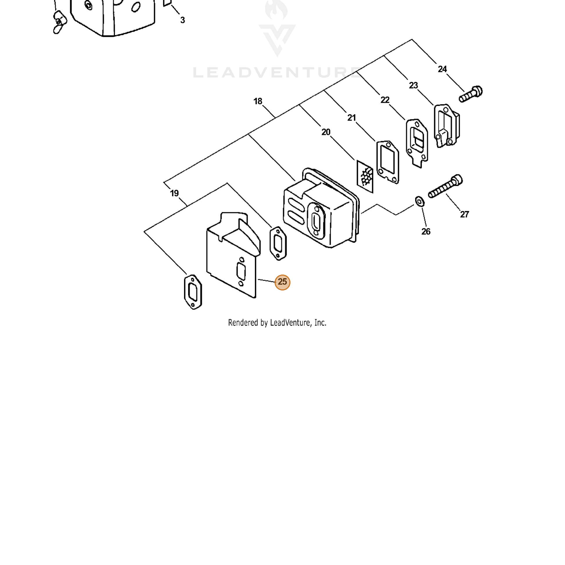 ECHO part 14587105360 — IPL diagram snippet (6x zoom, amber highlight)