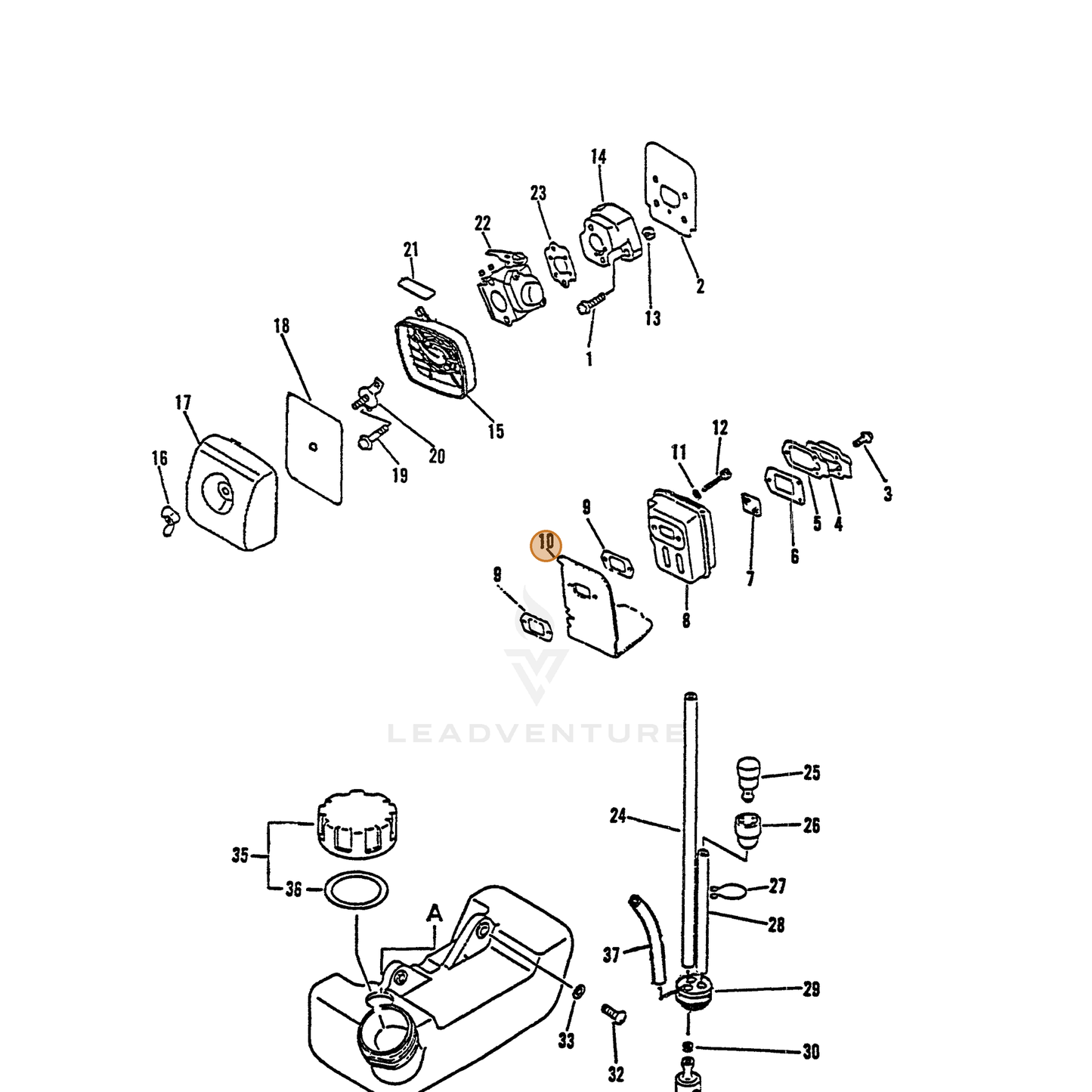 ECHO part 14587105760 — IPL diagram snippet (6x zoom, amber highlight)