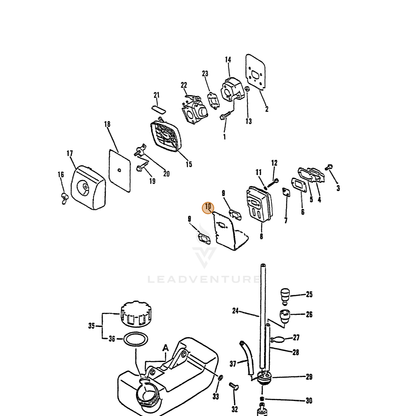 ECHO part 14587105760 — IPL diagram snippet (6x zoom, amber highlight)